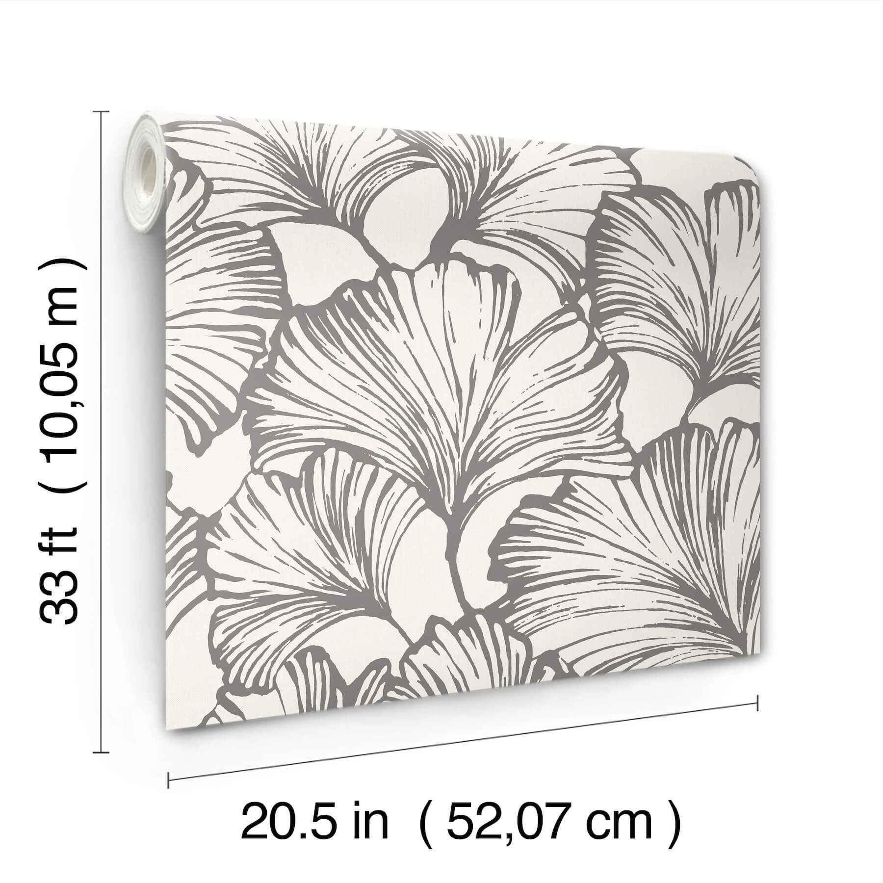 Kyoto Charcoal Ginkgo Leaf Wallpaper - York Wallcoverings - 4177-27713 - York Wallcoverings Wallpaper