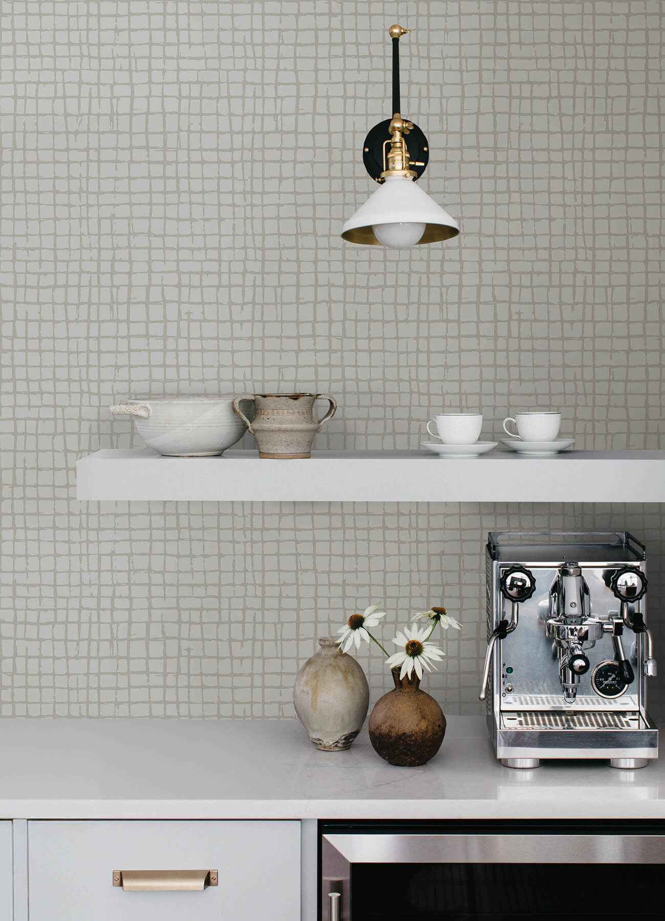 Albin Beige Gridline Wallpaper - York Wallcoverings - 4177-27716 - York Wallcoverings Wallpaper