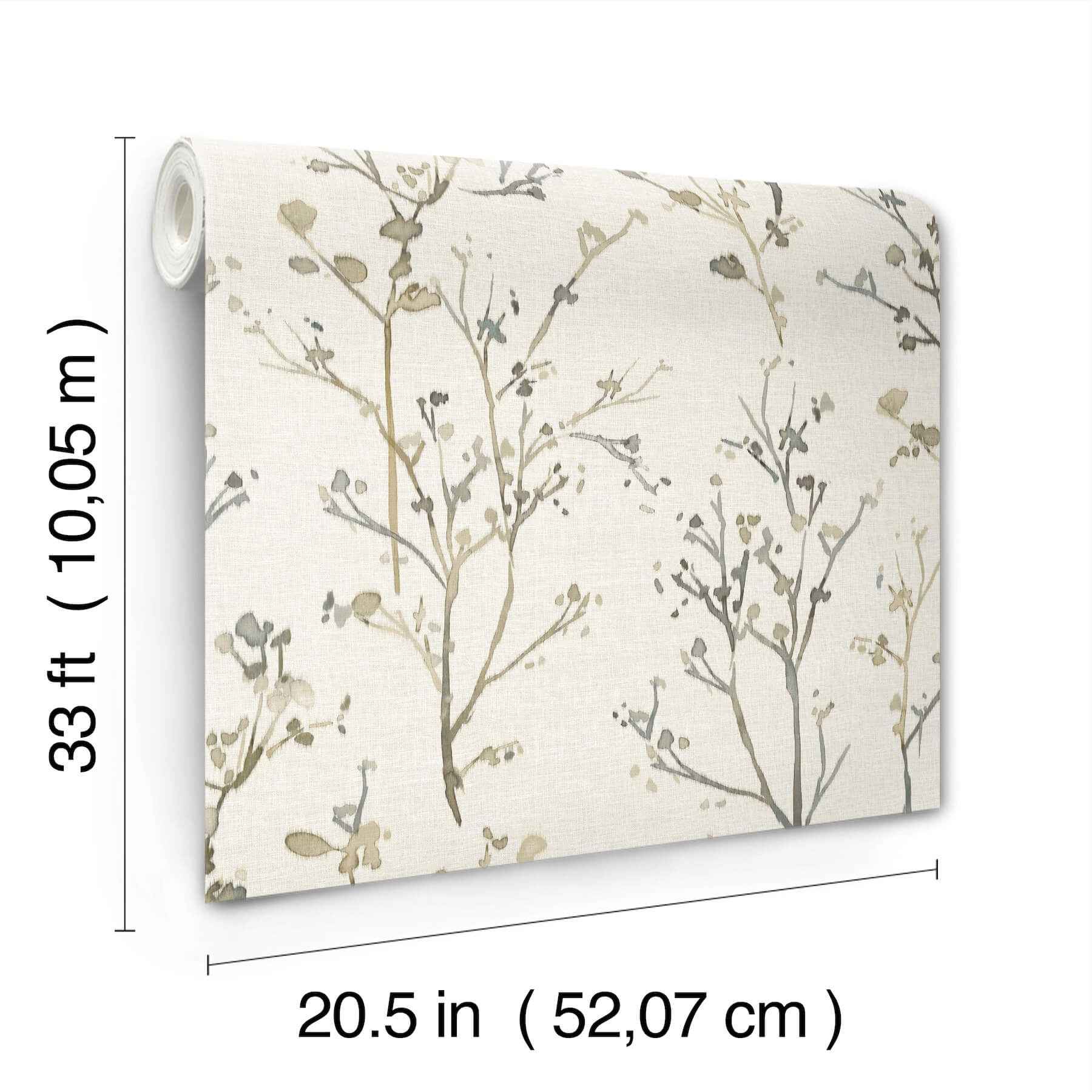 Silverling Neutral Budding Branches Wallpaper - York Wallcoverings - 4177-27720 - York Wallcoverings Wallpaper