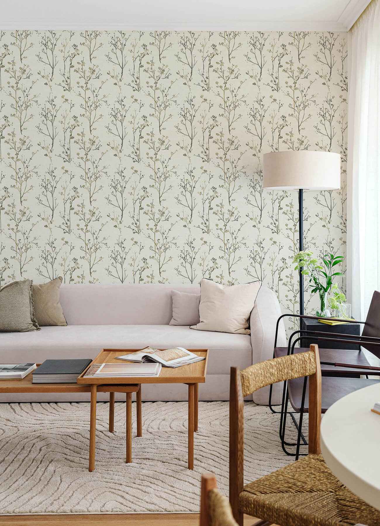 Silverling Neutral Budding Branches Wallpaper - York Wallcoverings - 4177-27720 - York Wallcoverings Wallpaper