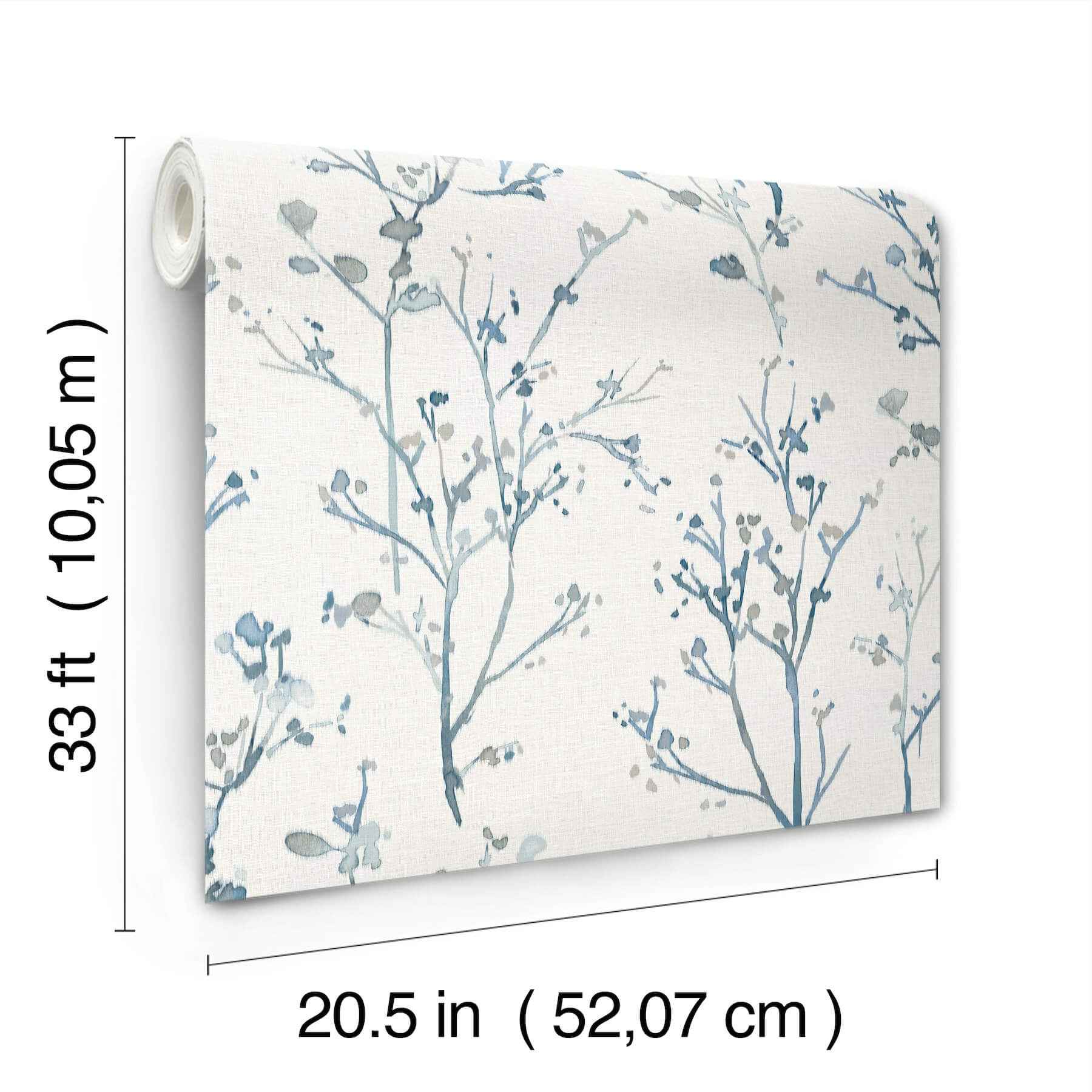 Silverling Blue Budding Branches Wallpaper - York Wallcoverings - 4177-27721 - York Wallcoverings Wallpaper