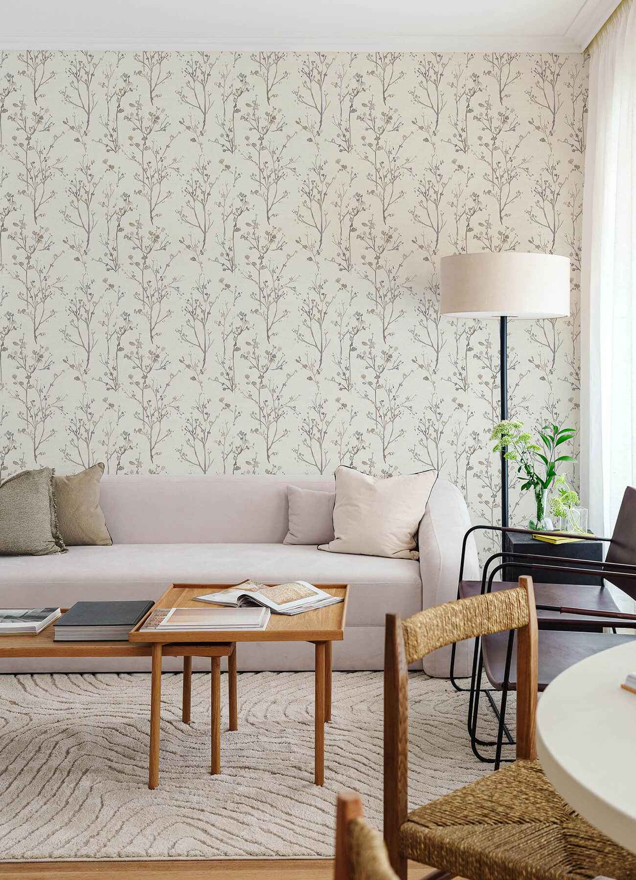Silverling Lavender Budding Branches Wallpaper - York Wallcoverings - 4177-27722 - York Wallcoverings Wallpaper
