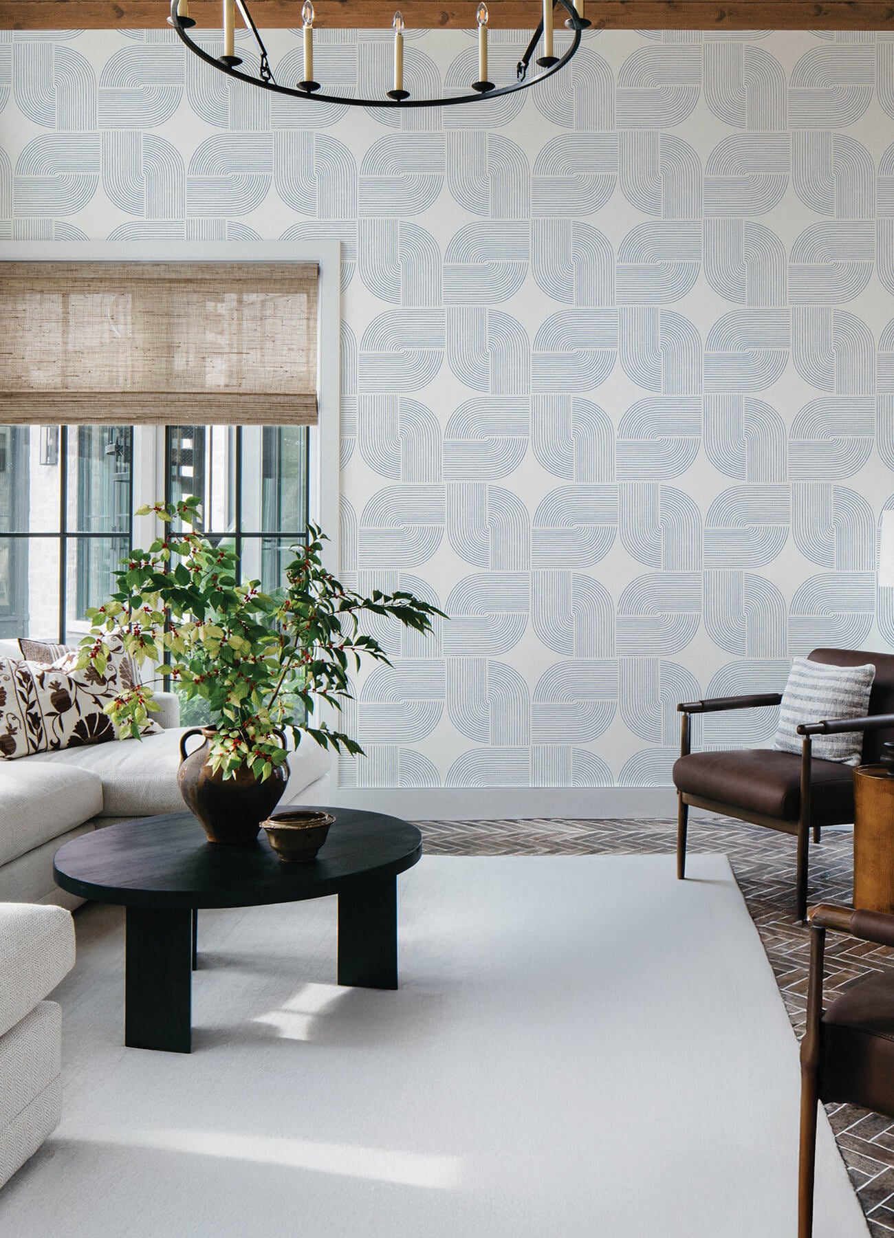savoye-dark-blue-spiral-arches-wallpaper-york-wallcoverings-4177-27723 - York Wallcoverings Papel pintado