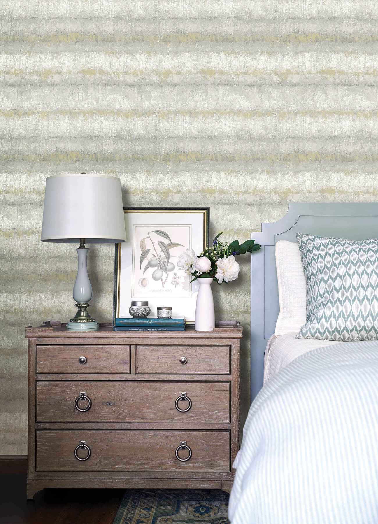 Morningtide Grey Textured Stripe Wallpaper - York Wallcoverings - 4177-27731