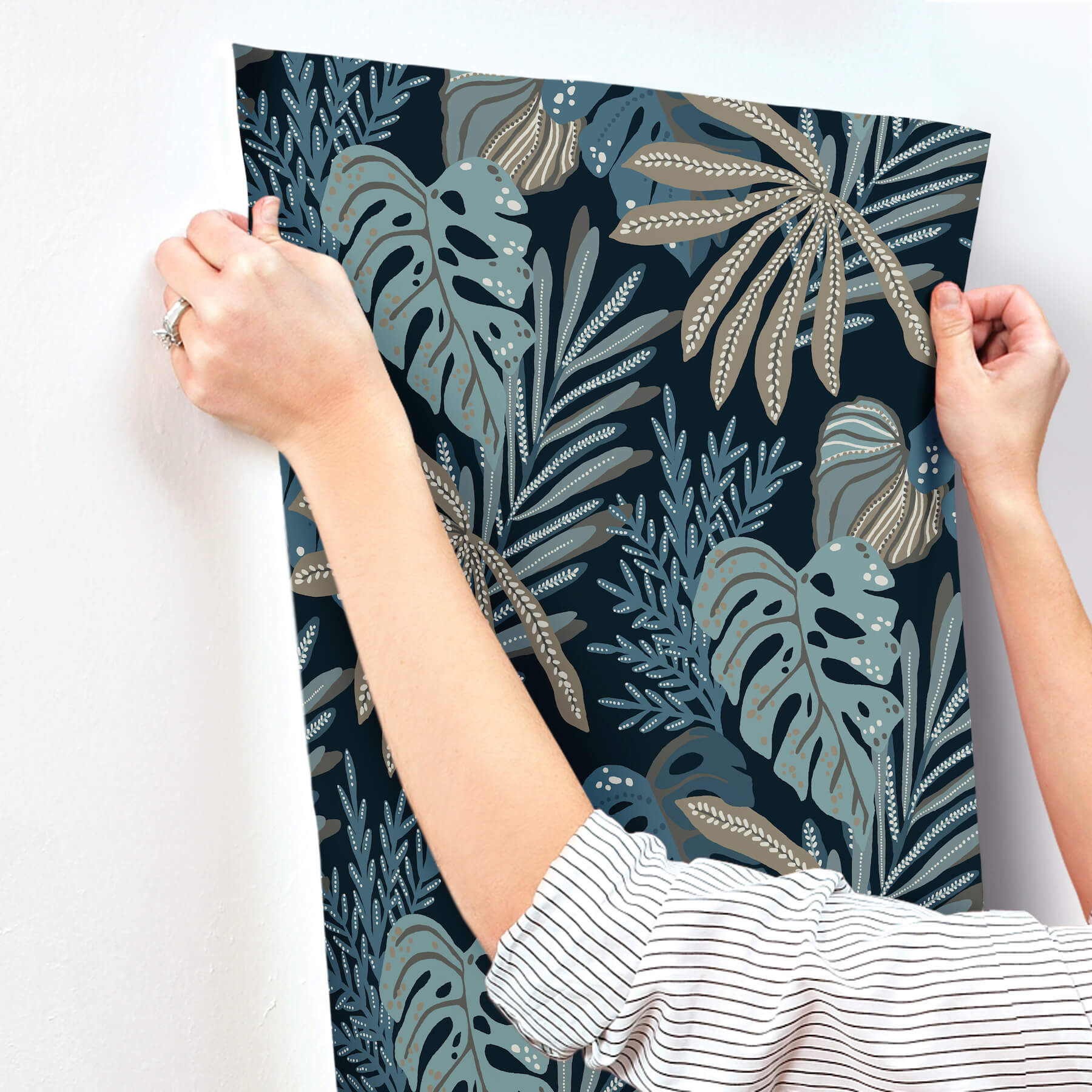 alocasia-blue-tropical-foliage-wallpaper-york-wallcoverings-4177-27735 - York Wallcoverings Wallpaper