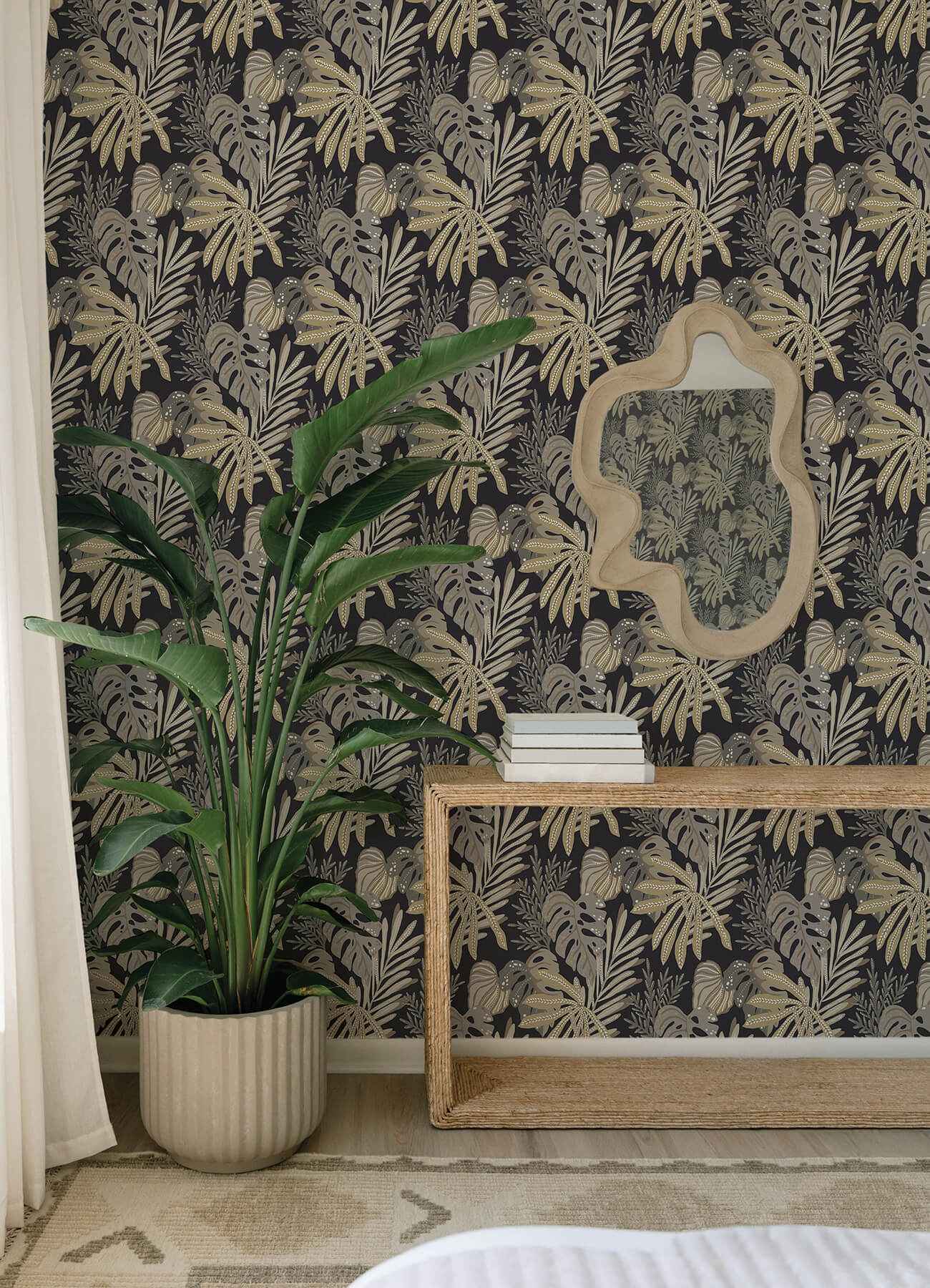 Alocasia Neutral Tropical Foliage Wallpaper - York Wallcoverings - 4177-27736 - York Wallcoverings Wallpaper