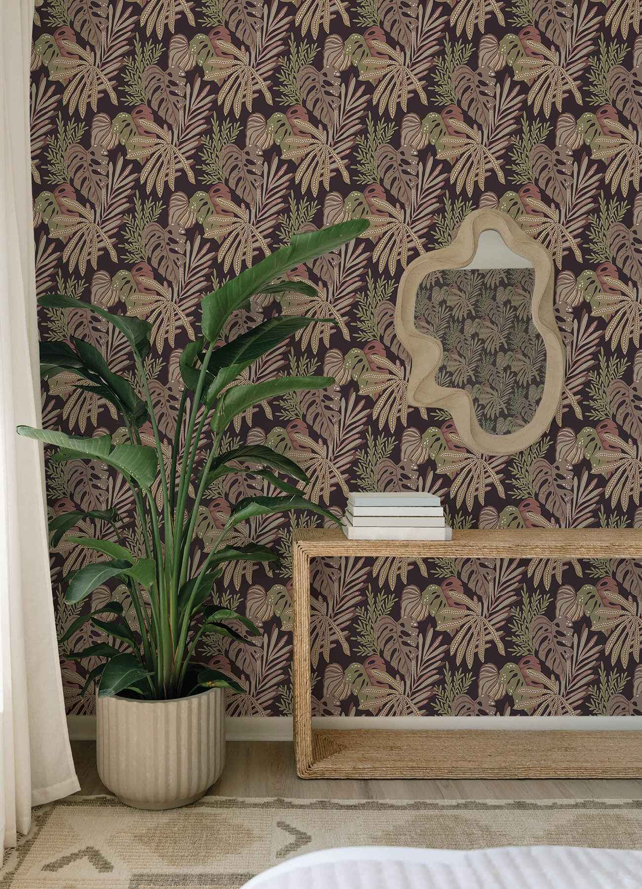 Alocasia Burgundy Tropical Foliage Wallpaper - York Wallcoverings - 4177-27738 - York Wallcoverings Wallpaper