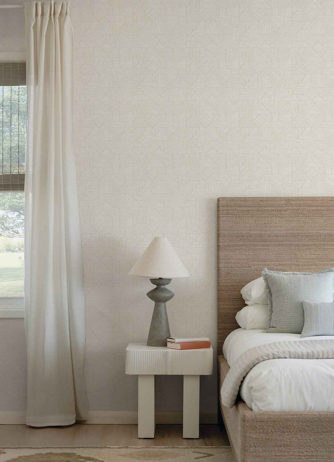 Crescendo Silver Block Geometric Wallpaper - York Wallcoverings - 4177-83300 - York Wallcoverings Wallpaper