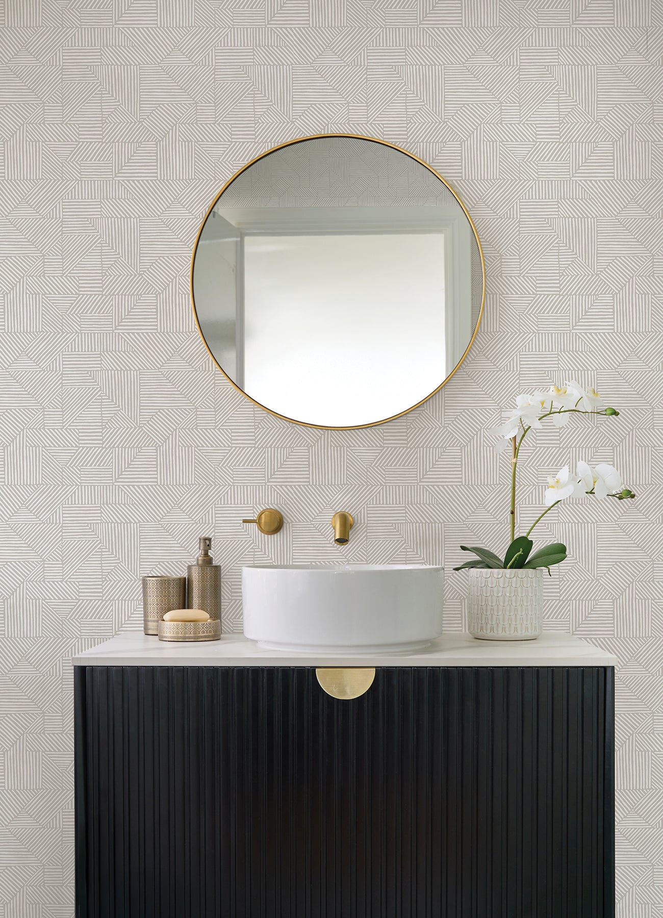 Crescendo Silver Block Geometric Wallpaper - York Wallcoverings - 4177-83300 - York Wallcoverings Wallpaper