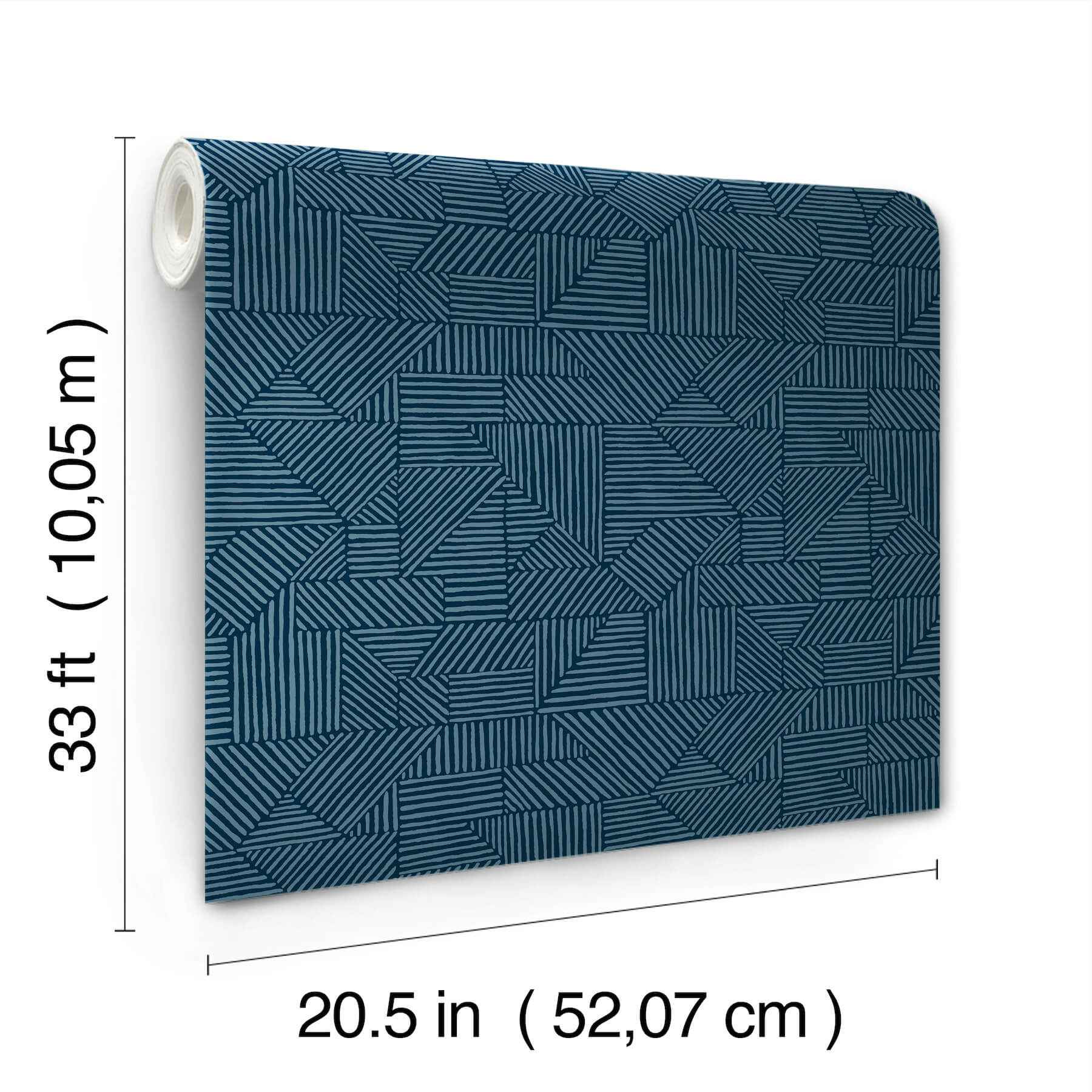 Crescendo Dark Blue Block Geometric Wallpaper - York Wallcoverings - 4177-83301 - York Wallcoverings Wallpaper