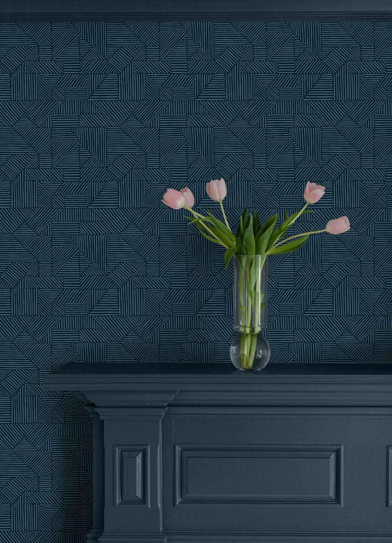 Crescendo Dark Blue Block Geometric Wallpaper - York Wallcoverings - 4177-83301