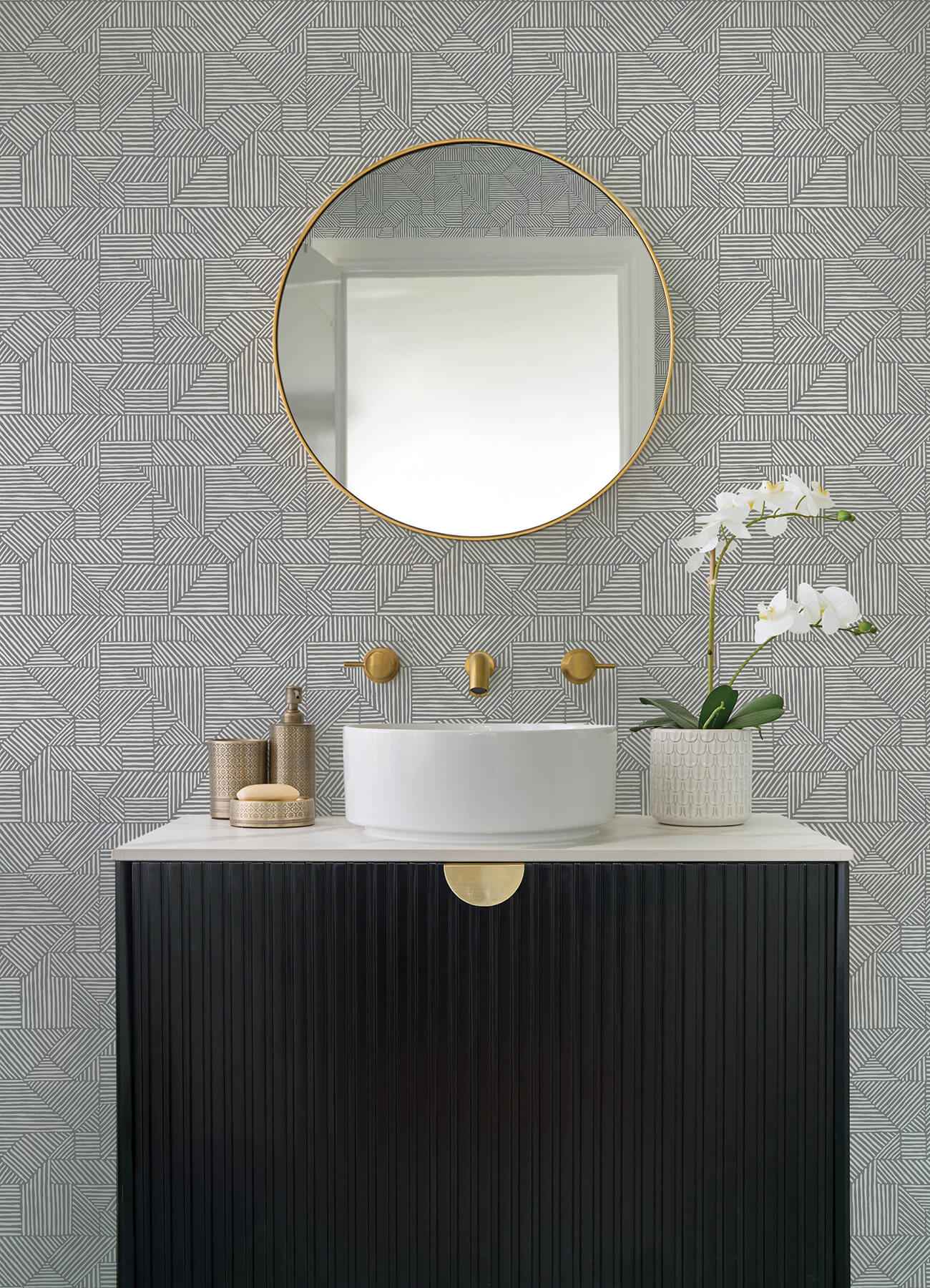 Crescendo Dark Grey Block Geometric Wallpaper - York Wallcoverings - 4177-83302 - York Wallcoverings Wallpaper