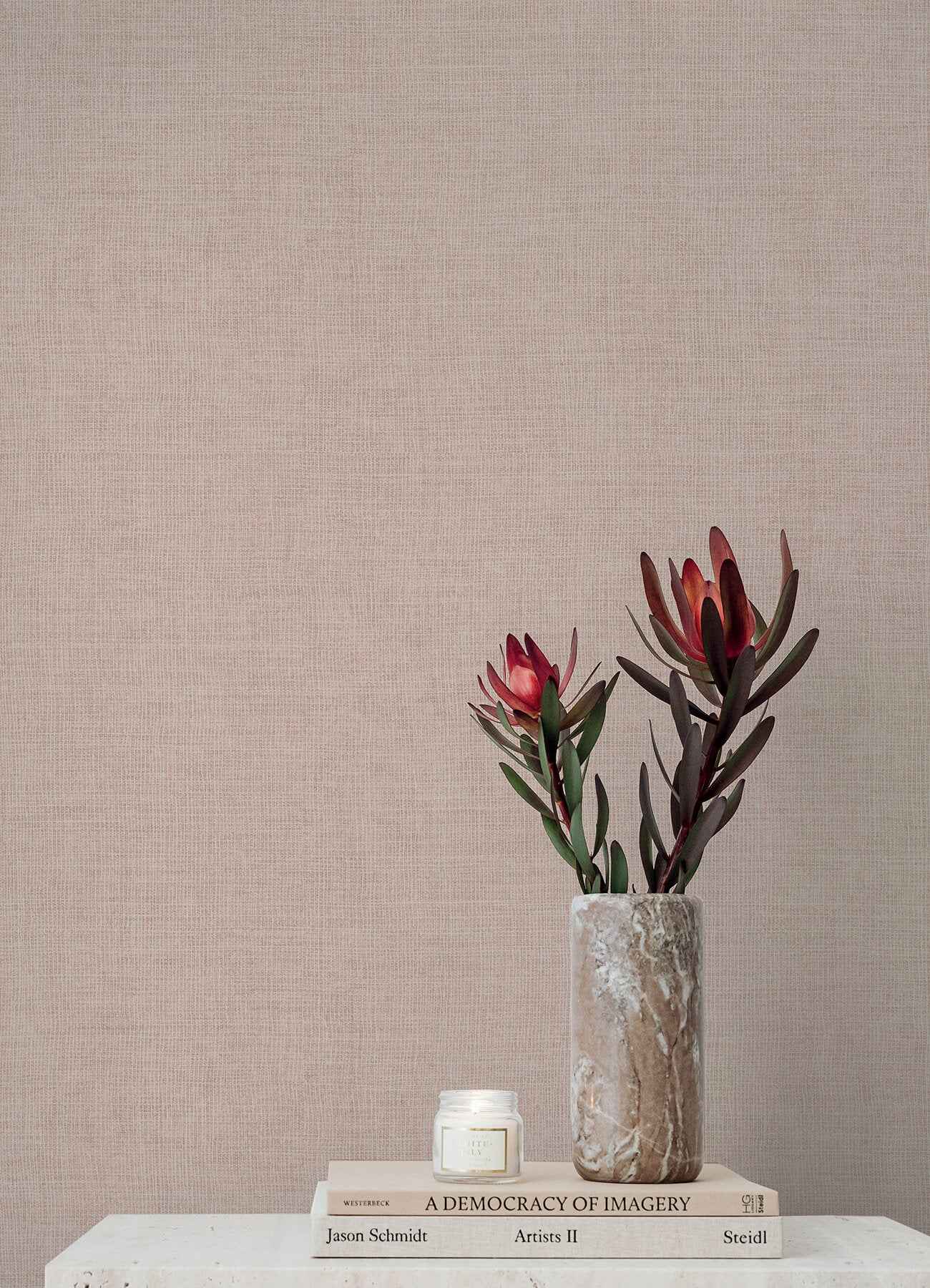 Alba Blush Open Weave Wallpaper - York Wallcoverings - 4193-7406