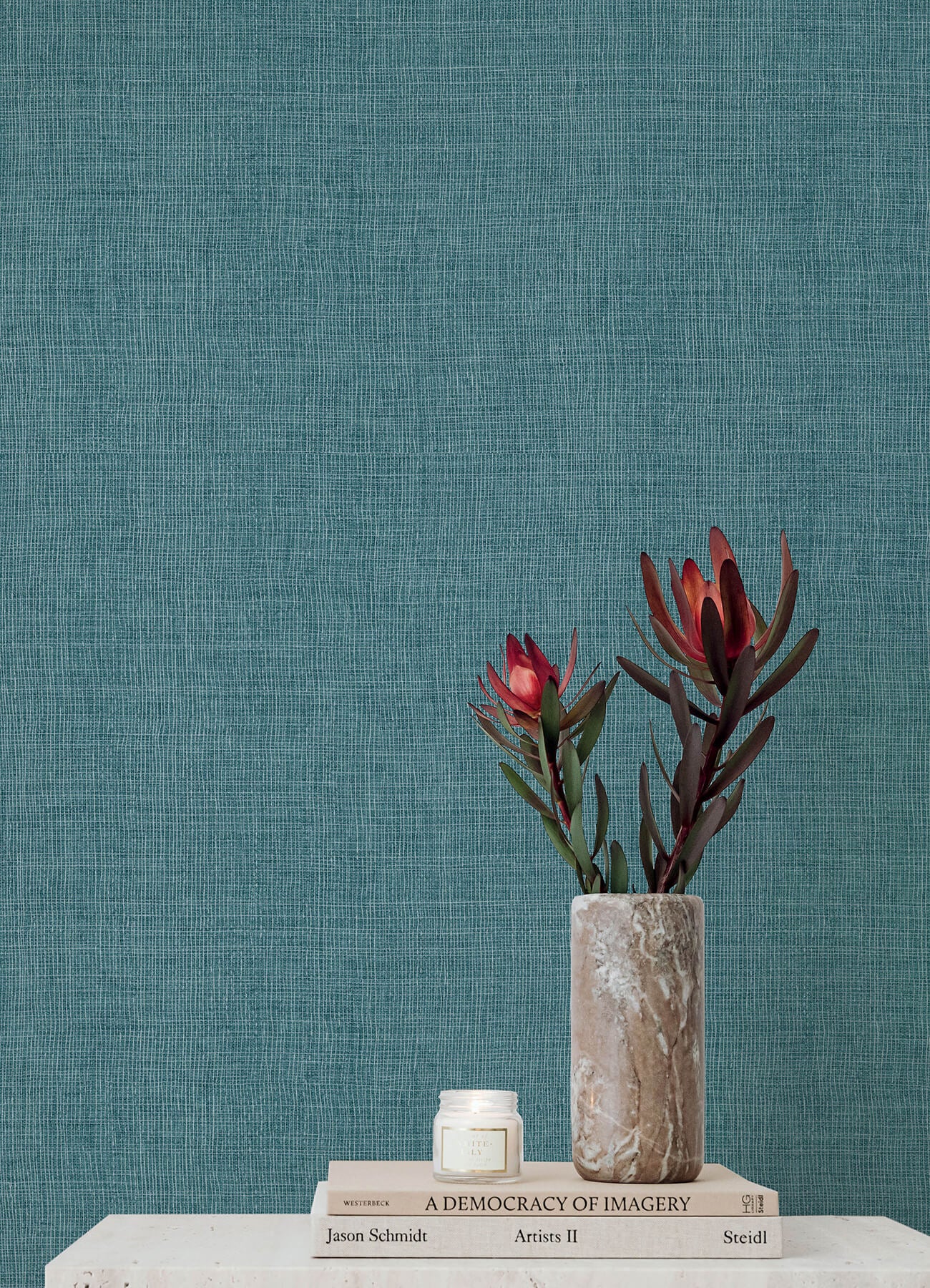 alba-turquoise-open-weave-wallpaper-york-wallcoverings-4193-7412 - York Wallcoverings Papel pintado