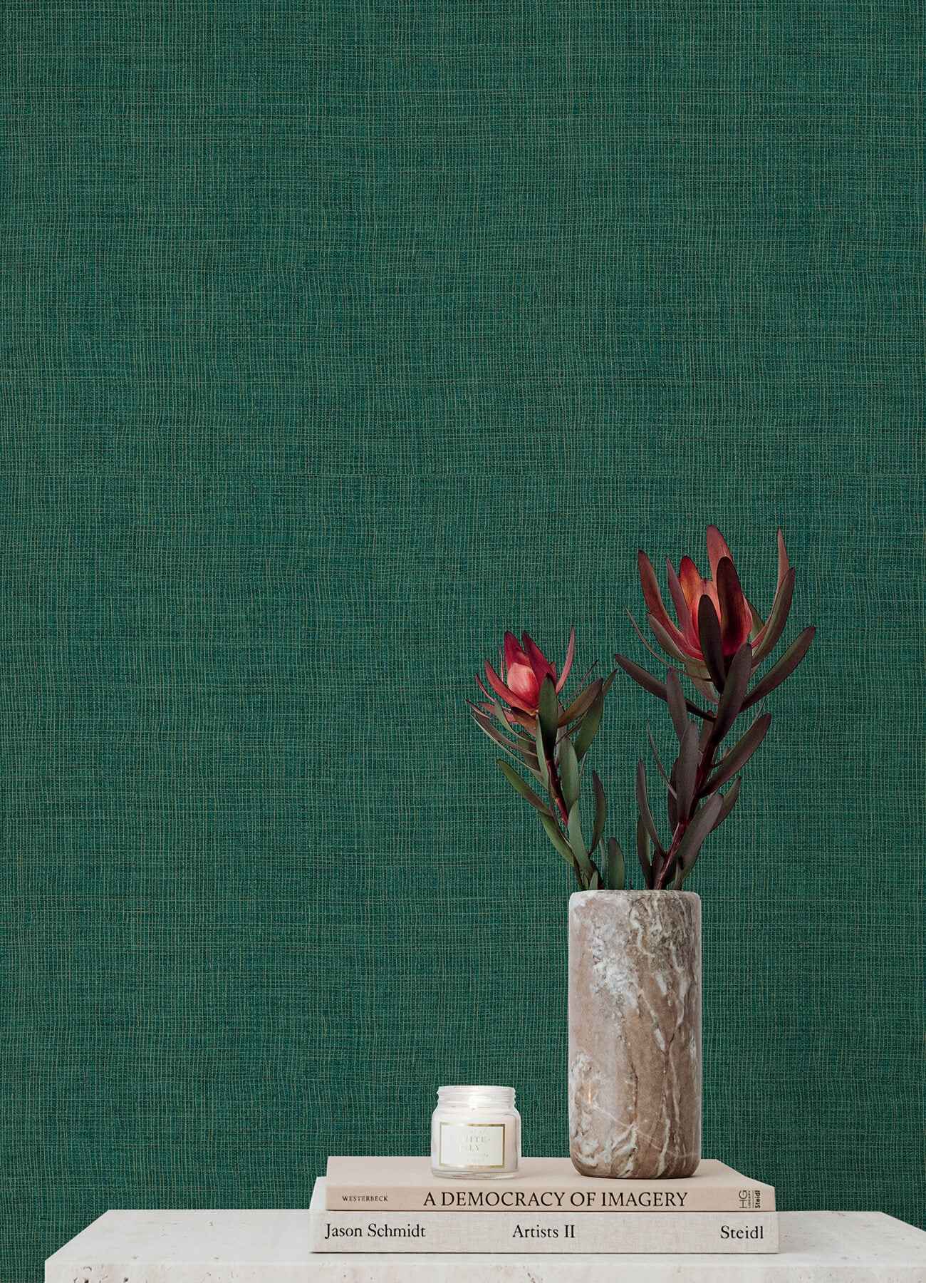 Alba Evergreen Open Weave Wallpaper - York Wallcoverings - 4193-7413 - York Wallcoverings Wallpaper