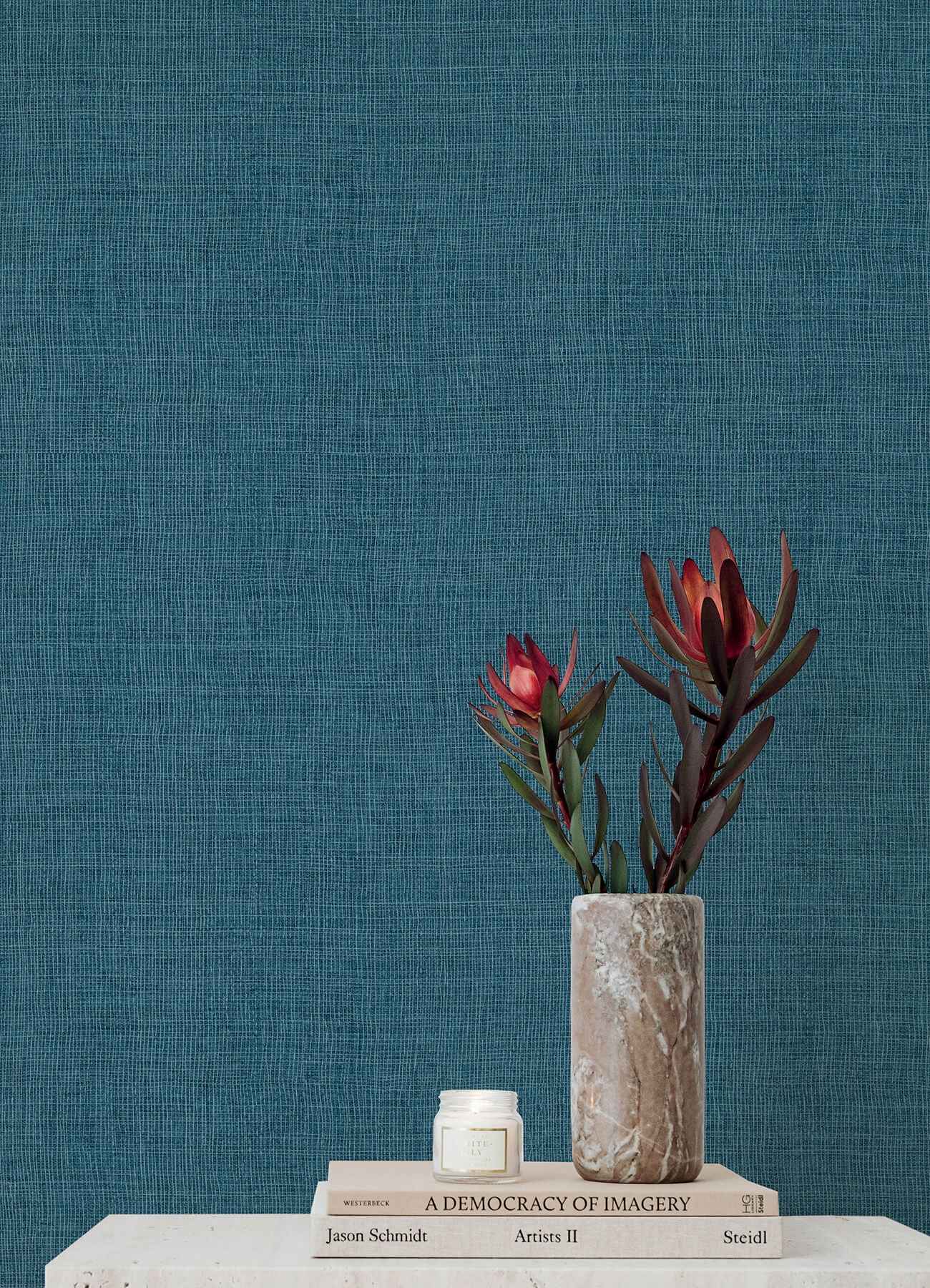 Alba Dark Blue Open Weave Wallpaper - York Wallcoverings - 4193-7414