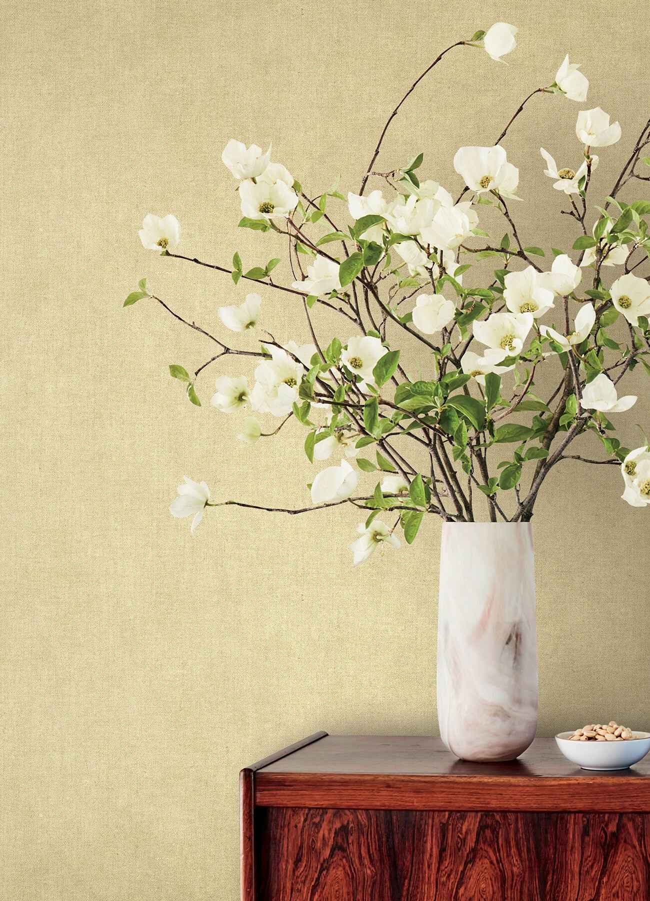 Nuovo Ivory Faux Linen Wallpaper - York Wallcoverings - 4193-7421 - York Wallcoverings Wallpaper
