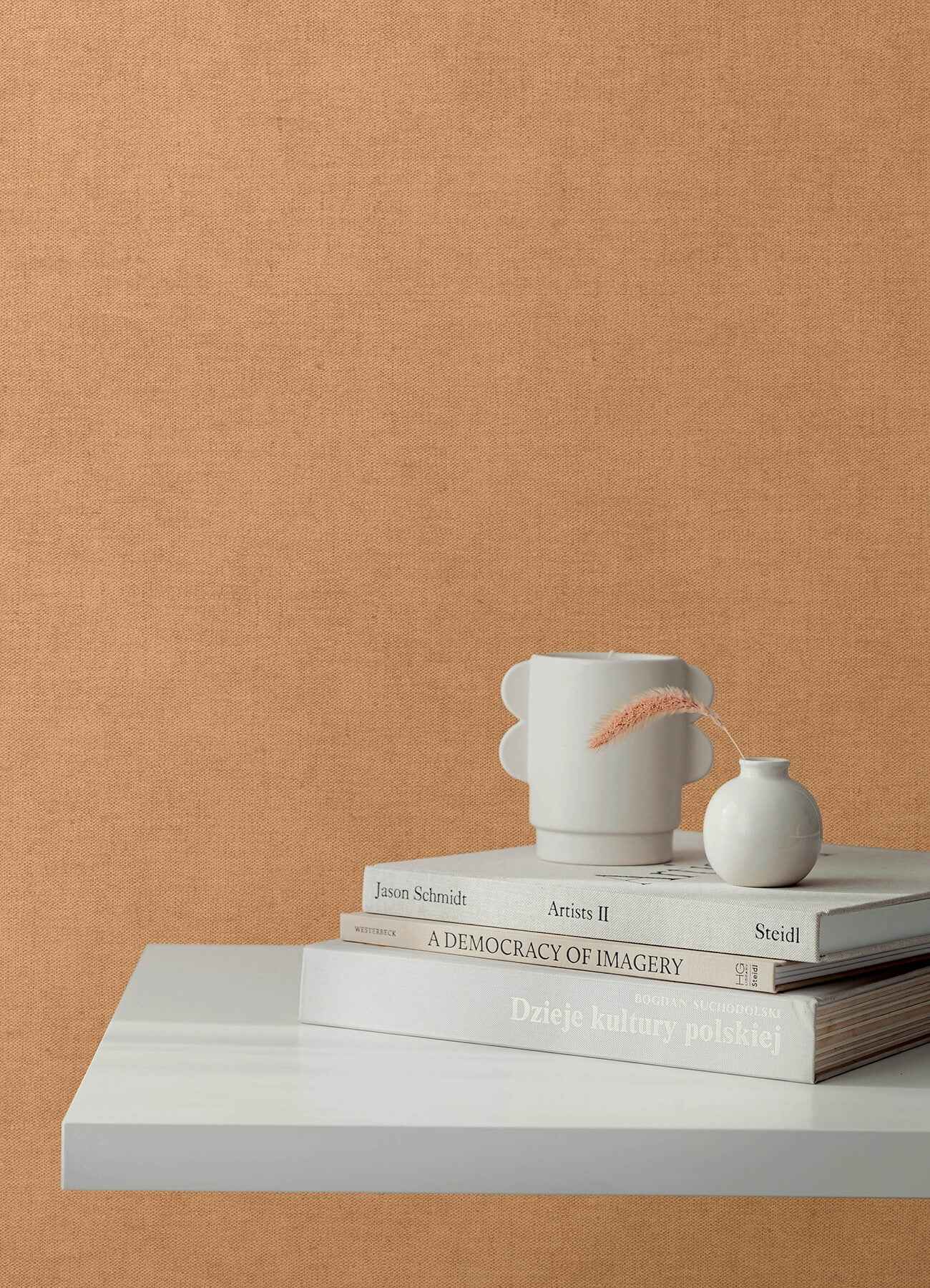 Nuovo Apricot Faux Linen Wallpaper - York Wallcoverings - 4193-7425 - York Wallcoverings Wallpaper