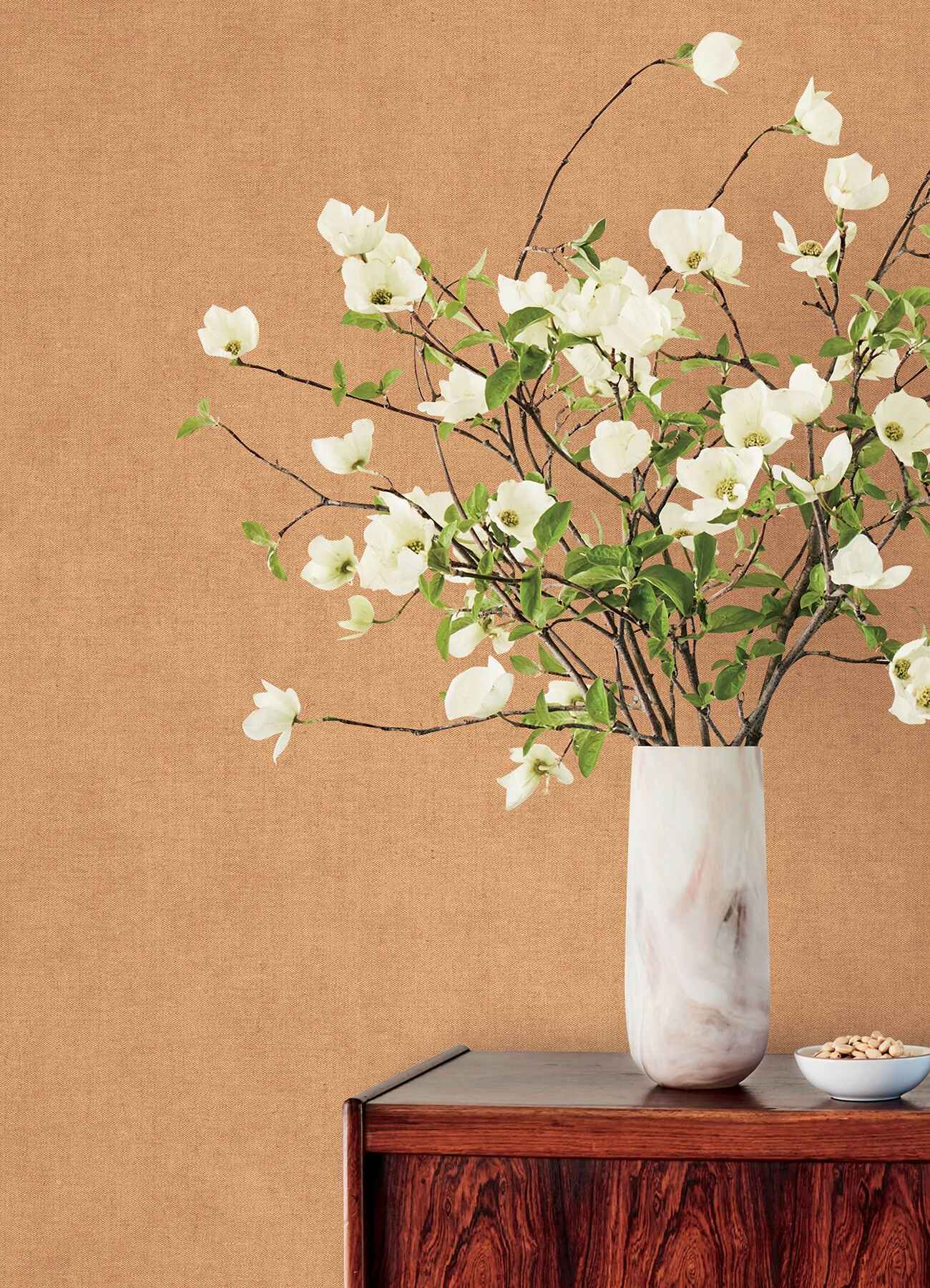 Nuovo Apricot Faux Linen Wallpaper - York Wallcoverings - 4193-7425 - York Wallcoverings Wallpaper