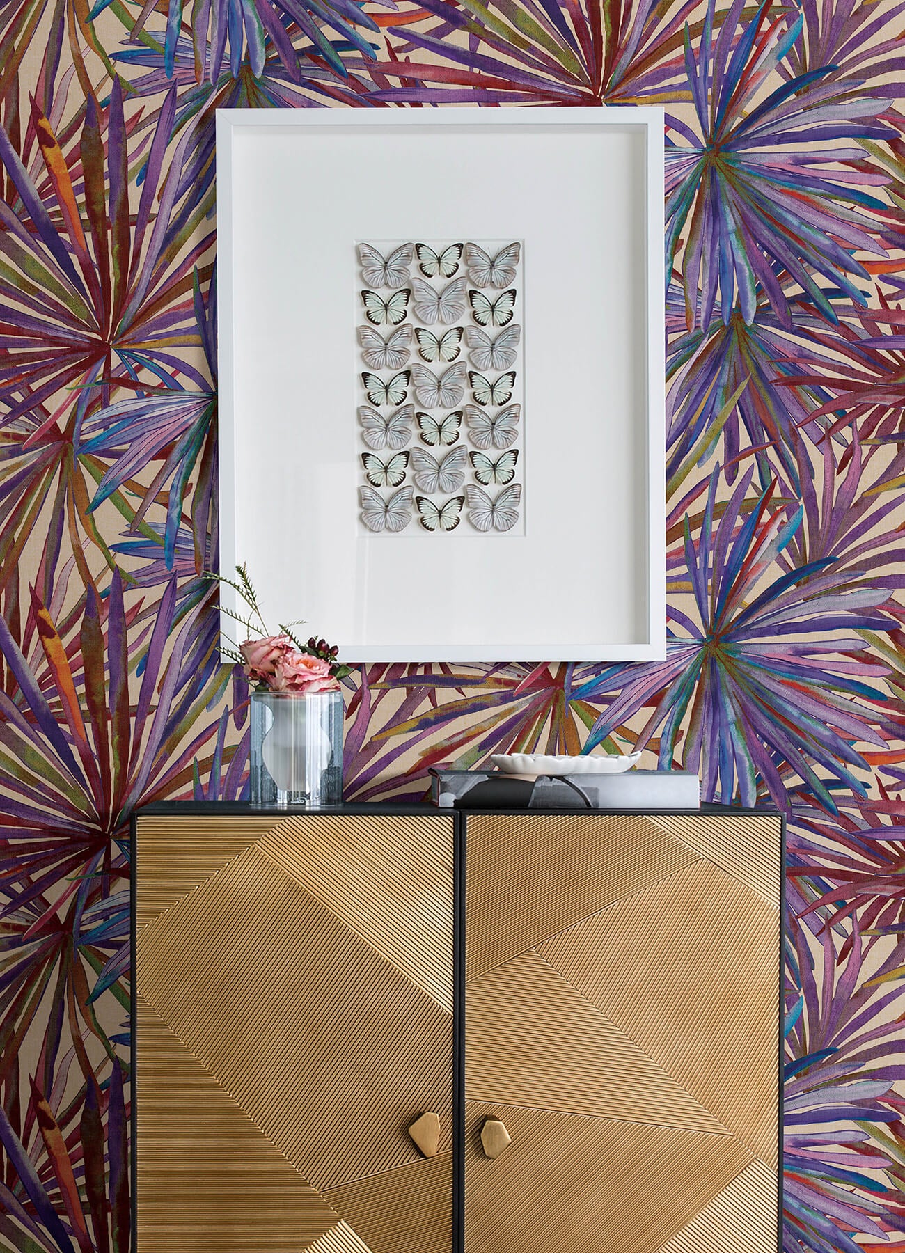 corifa-purple-palm-leaf-wallpaper-york-wallcoverings-4193-7452 - York Wallcoverings Papel pintado