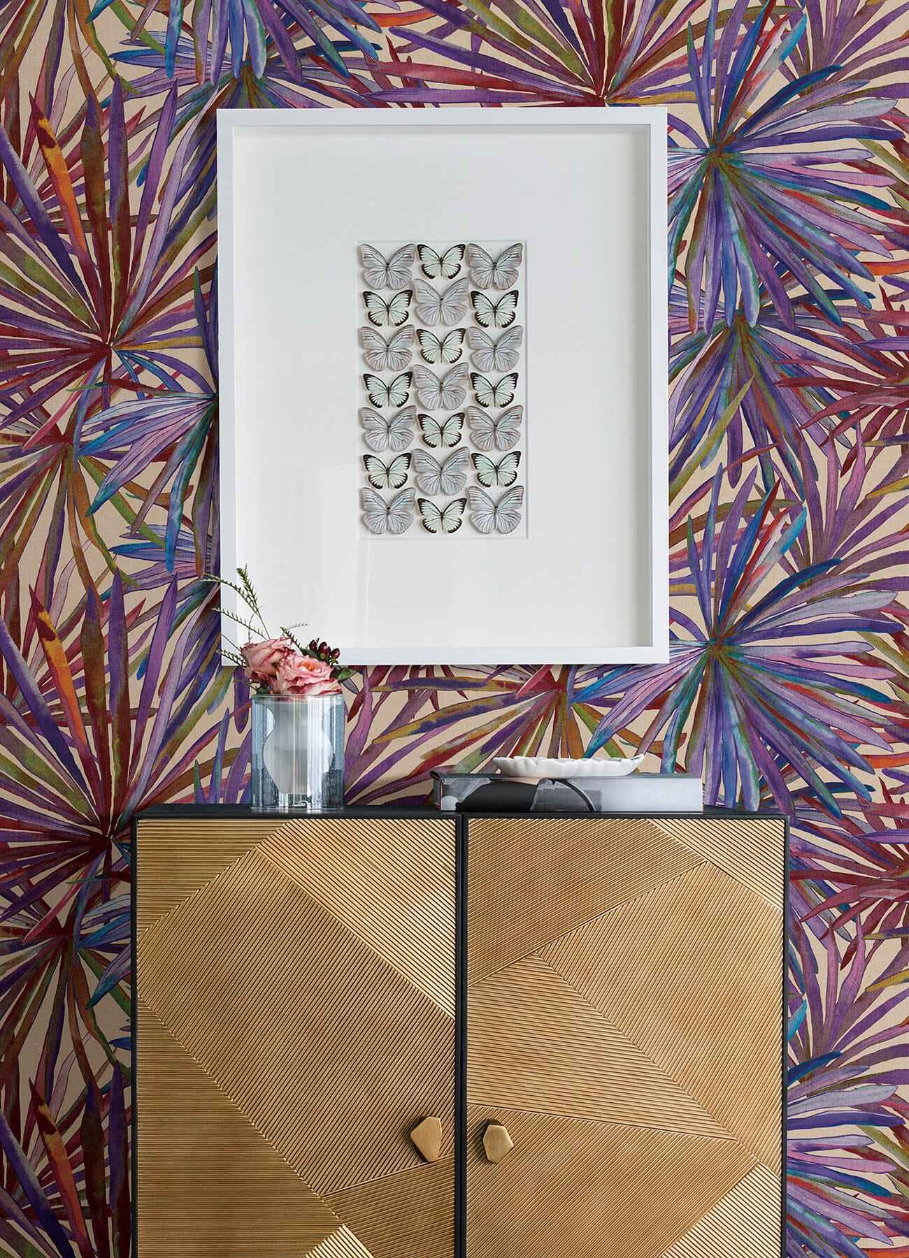 Corifa Purple Palm Leaf Wallpaper - York Wallcoverings - 4193-7452 - York Wallcoverings Wallpaper
