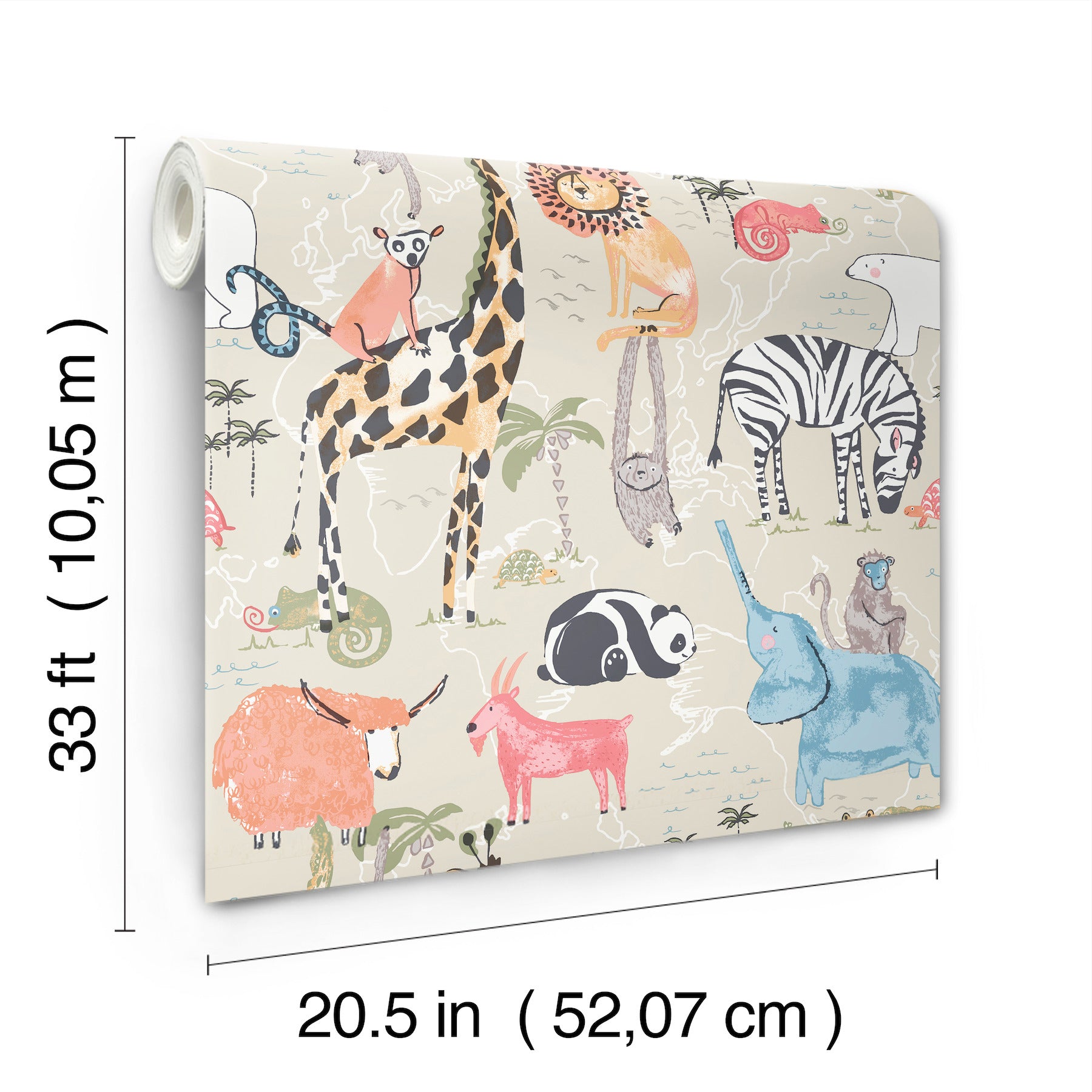 safari-animals-beige-jungle-friends-wallpaper-york-wallcoverings-4203-27540 - York Wallcoverings Papel pintado