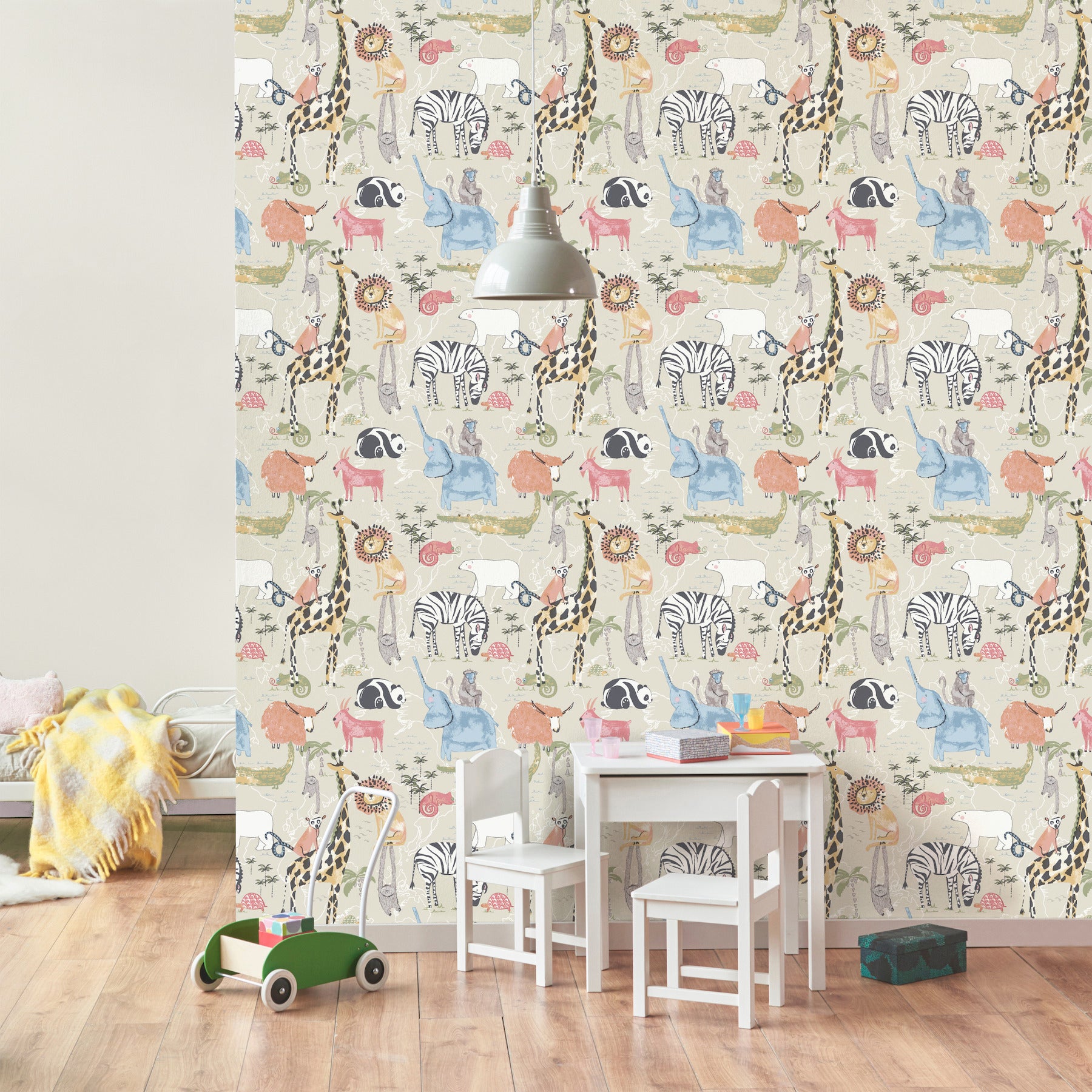 safari-animals-beige-jungle-friends-wallpaper-york-wallcoverings-4203-27540 - York Wallcoverings Papel pintado