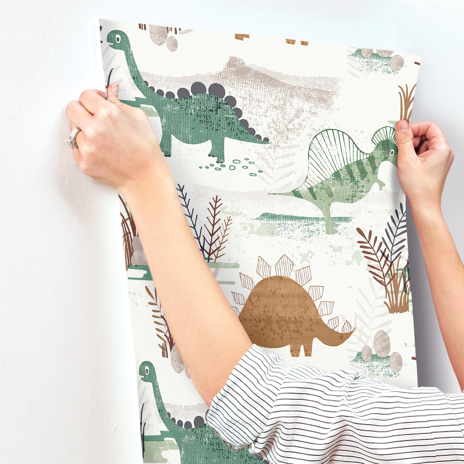 prehistoric-dino-green-whimsical-wallpaper-york-wallcoverings-4203-27544 - York Wallcoverings Papel pintado