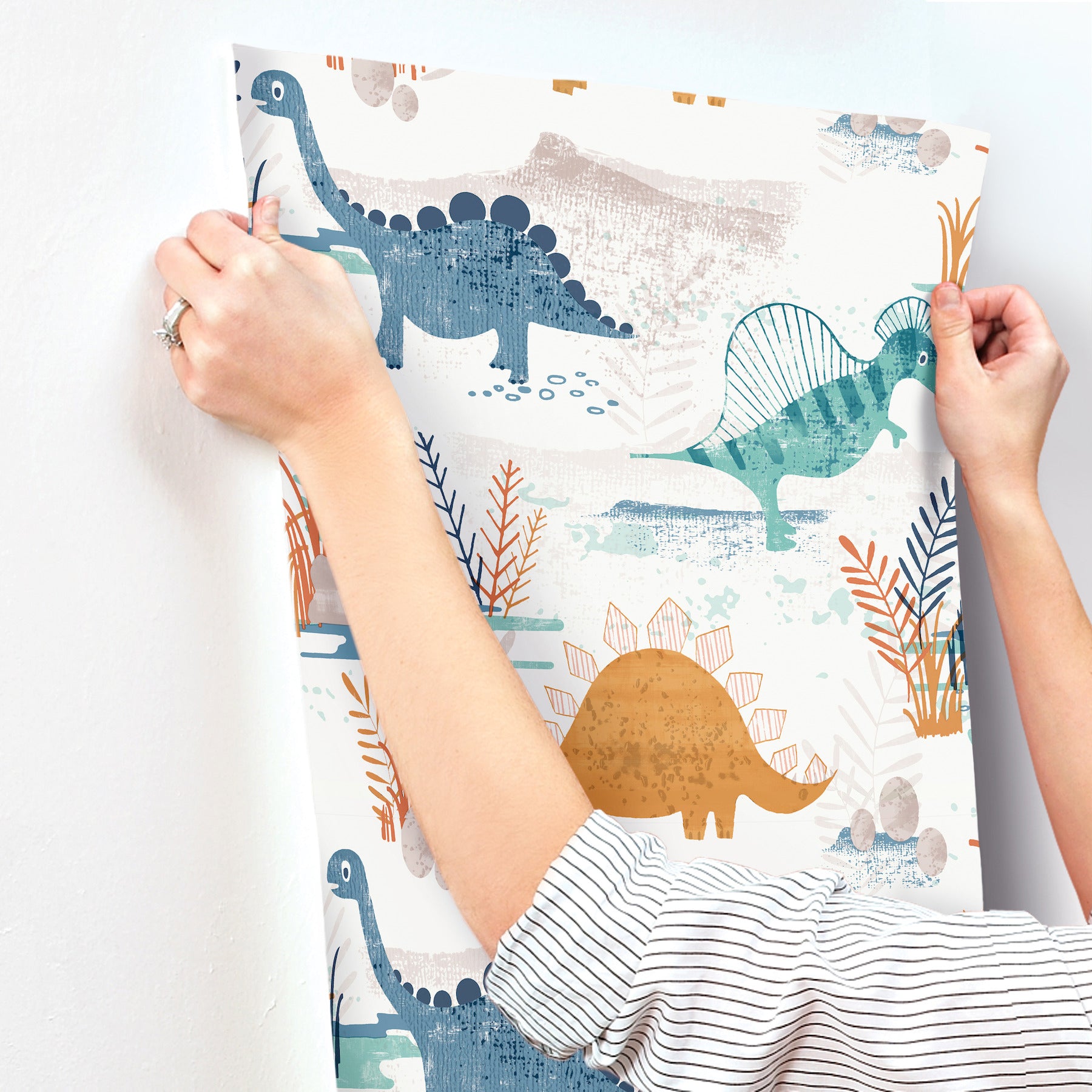 prehistoric-dino-orange-whimsical-wallpaper-york-wallcoverings-4203-27545 - York Wallcoverings Wallpaper