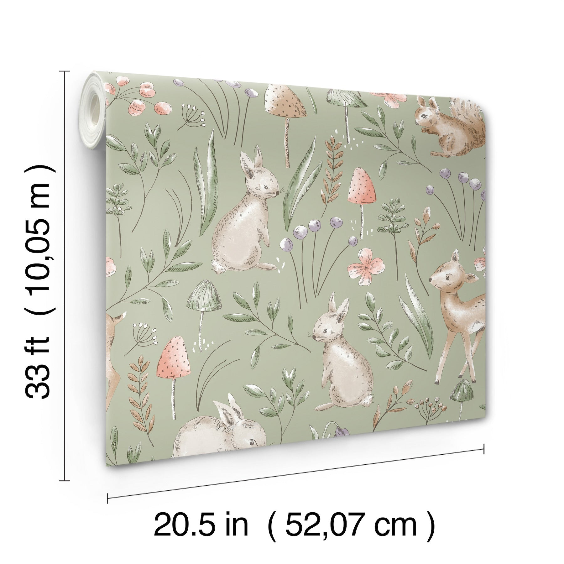 forest-animals-sage-whimsical-wallpaper-york-wallcoverings-4203-27547 - York Wallcoverings Papel pintado