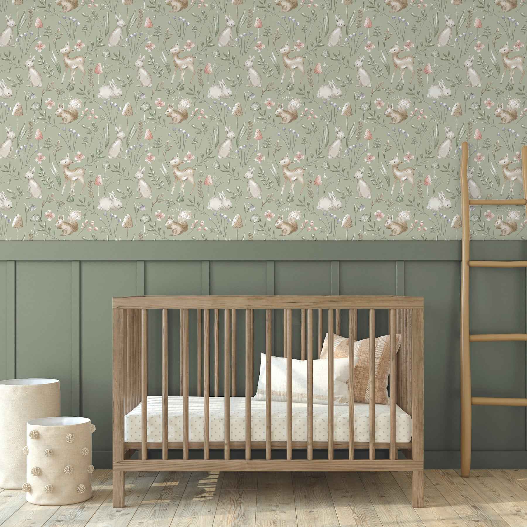 Forest Animals Sage Whimsical Wallpaper - York Wallcoverings - 4203-27547 - York Wallcoverings Wallpaper