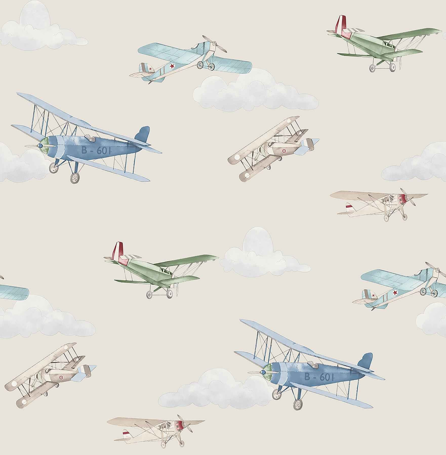 Aeroplanes Beige Skies Wallpaper - York Wallcoverings - 4203-27549 - York Wallcoverings Wallpaper