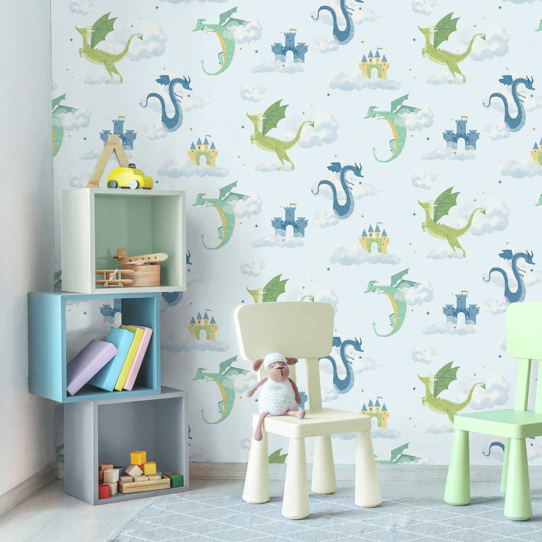 magical-dragons-blue-fantastical-wallpaper-york-wallcoverings-4203-27550 - York Wallcoverings Papel pintado