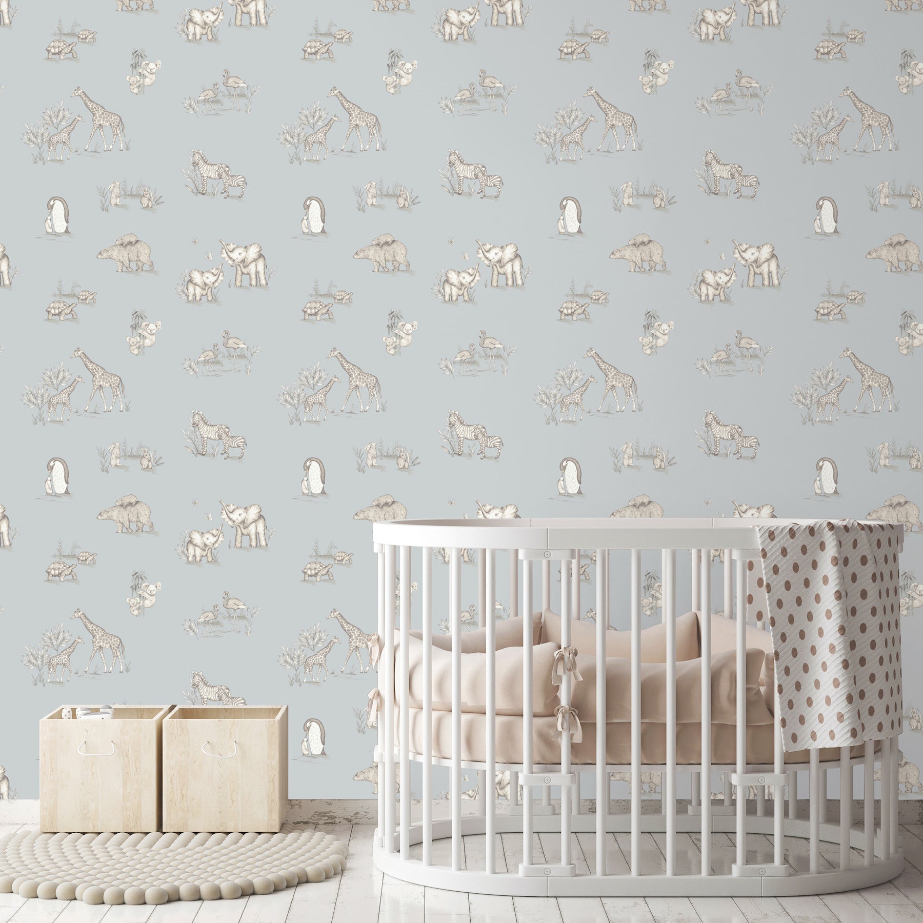 safari-babies-blue-animal-wallpaper-york-wallcoverings-4203-27551 - York Wallcoverings Papel pintado