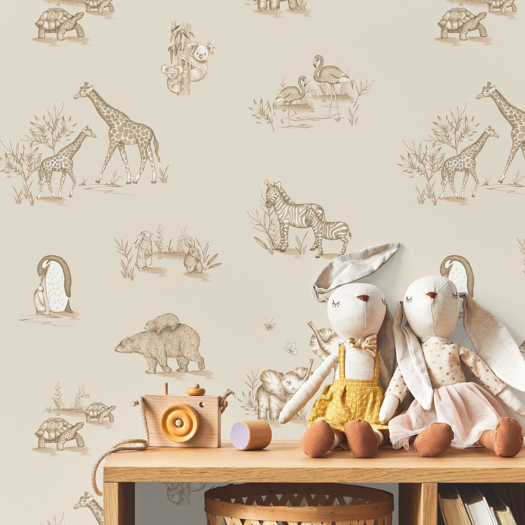 safari-babies-beige-animal-wallpaper-york-wallcoverings-4203-27553 - York Wallcoverings Papel pintado