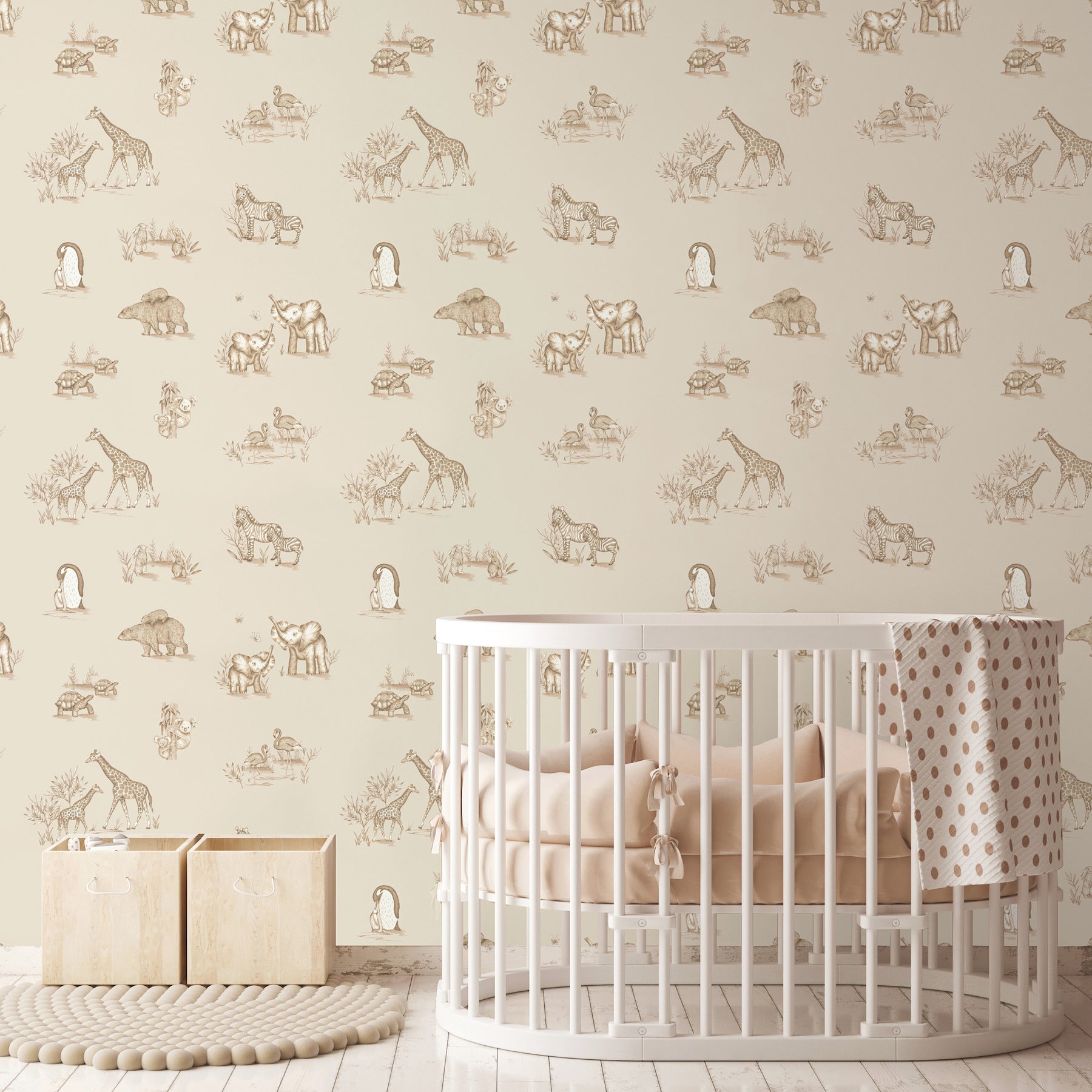 safari-babies-beige-animal-wallpaper-york-wallcoverings-4203-27553 - York Wallcoverings Papel pintado