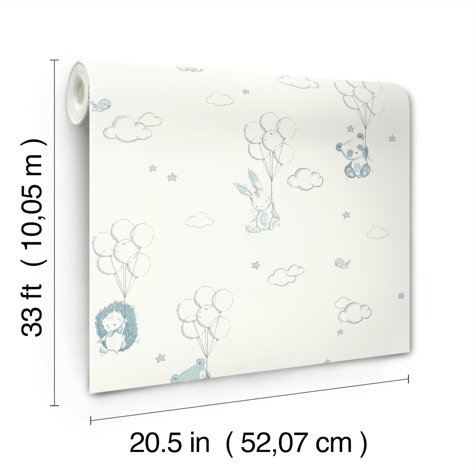 floating-balloons-light-blue-animal-wallpaper-york-wallcoverings-4203-27554 - York Wallcoverings Papel pintado
