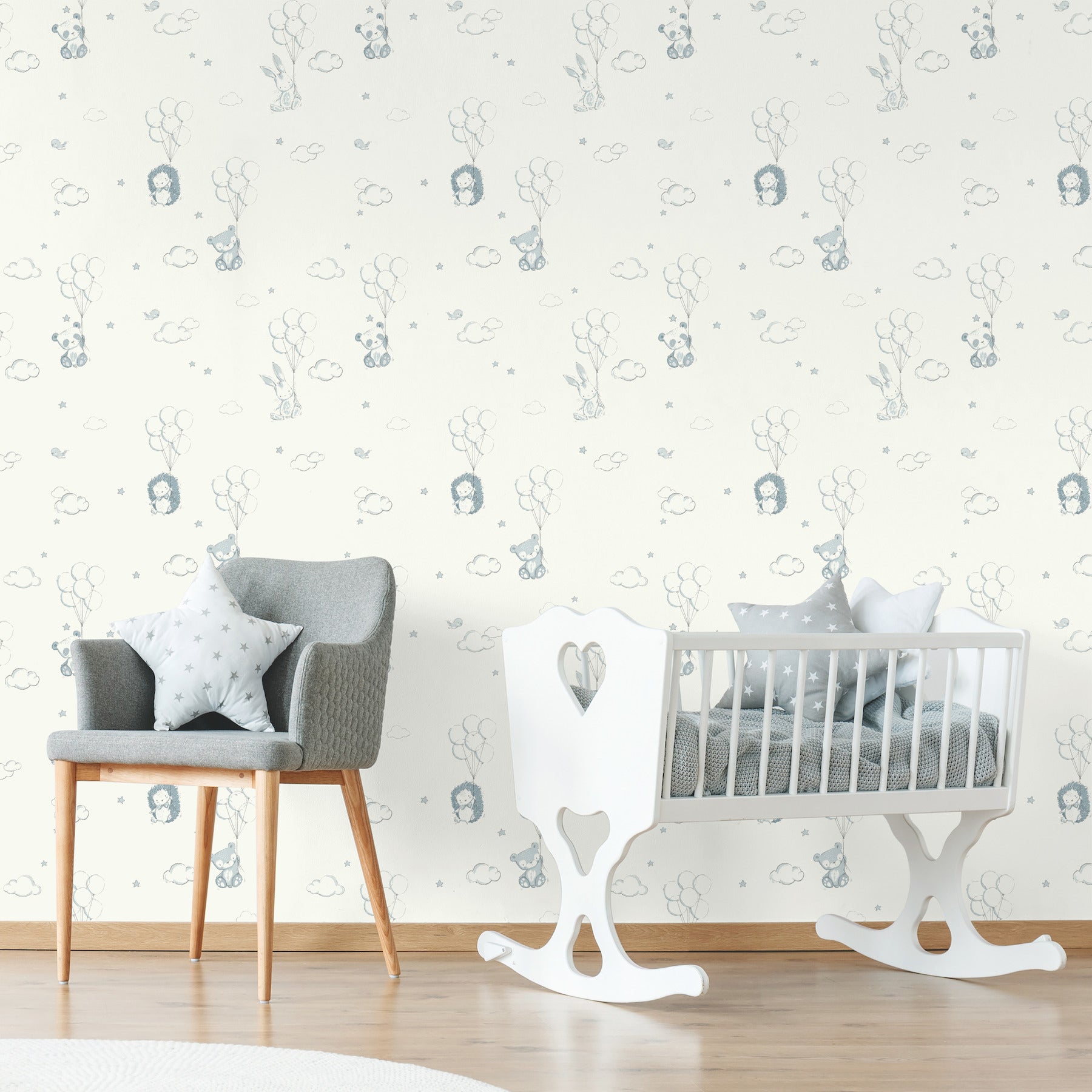 floating-balloons-light-blue-animal-wallpaper-york-wallcoverings-4203-27554 - York Wallcoverings Papel pintado