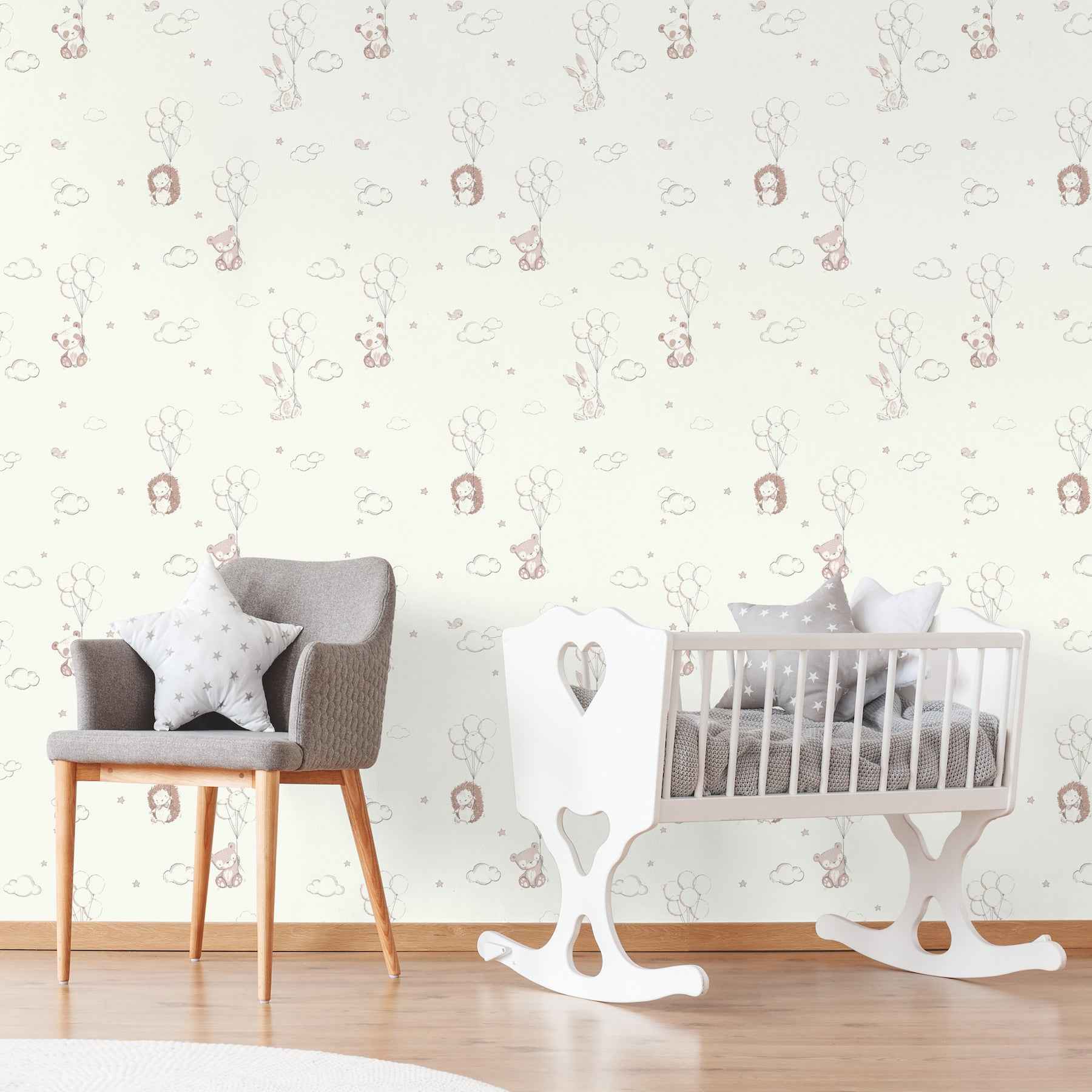 Floating Balloons Pink Animal Wallpaper - York Wallcoverings - 4203-27555 - York Wallcoverings Wallpaper