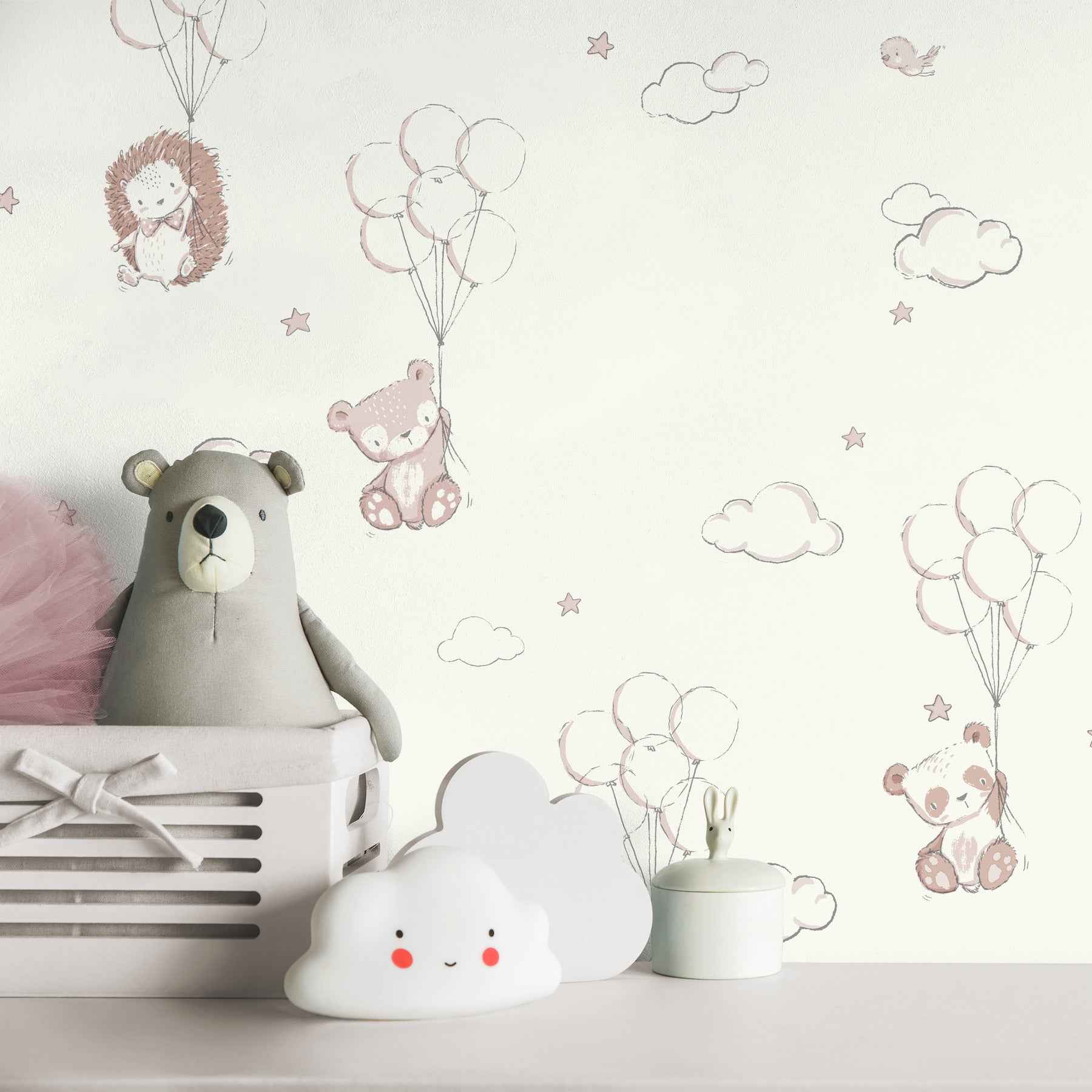 Floating Balloons Pink Animal Wallpaper - York Wallcoverings - 4203-27555 - York Wallcoverings Wallpaper