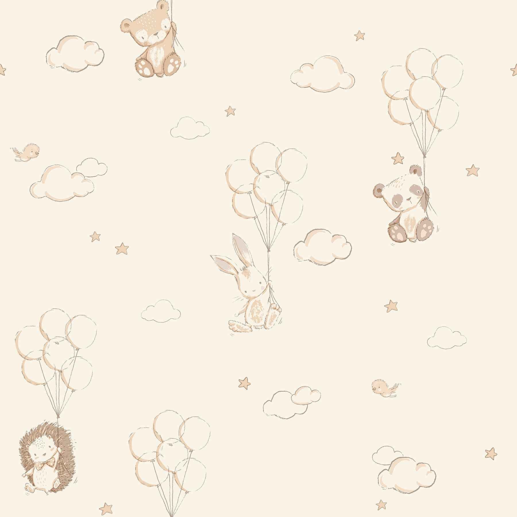 Floating Balloons Light Brown Animal Wallpaper - York Wallcoverings - 4203-27556