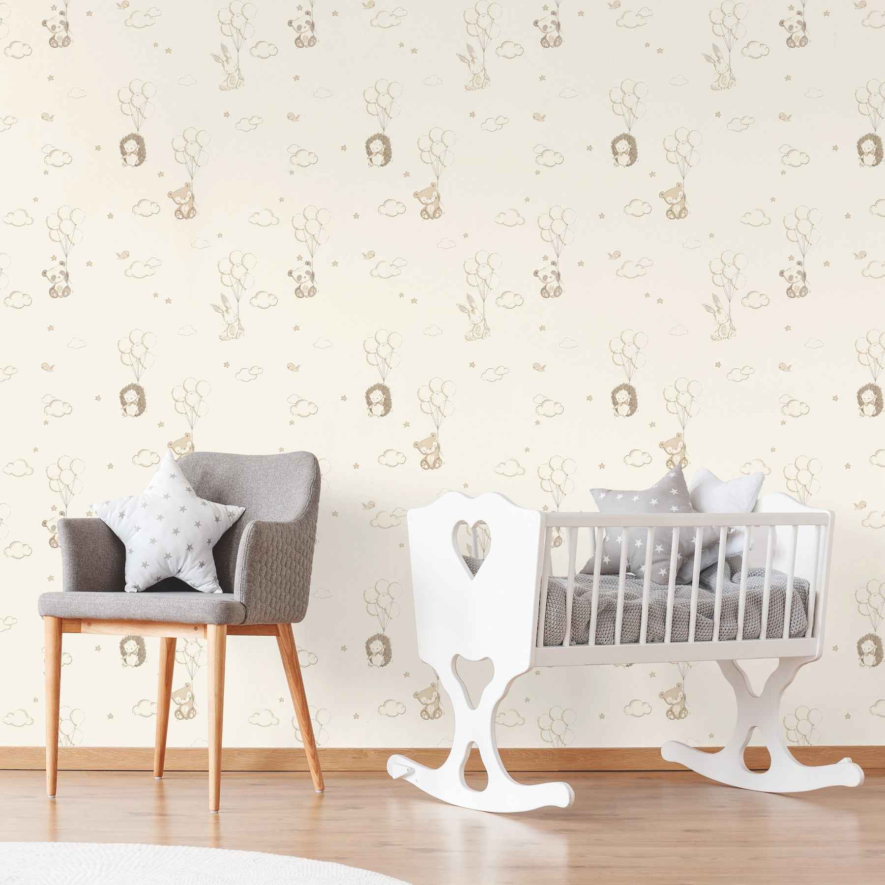 Floating Balloons Light Brown Animal Wallpaper - York Wallcoverings - 4203-27556 - York Wallcoverings Wallpaper
