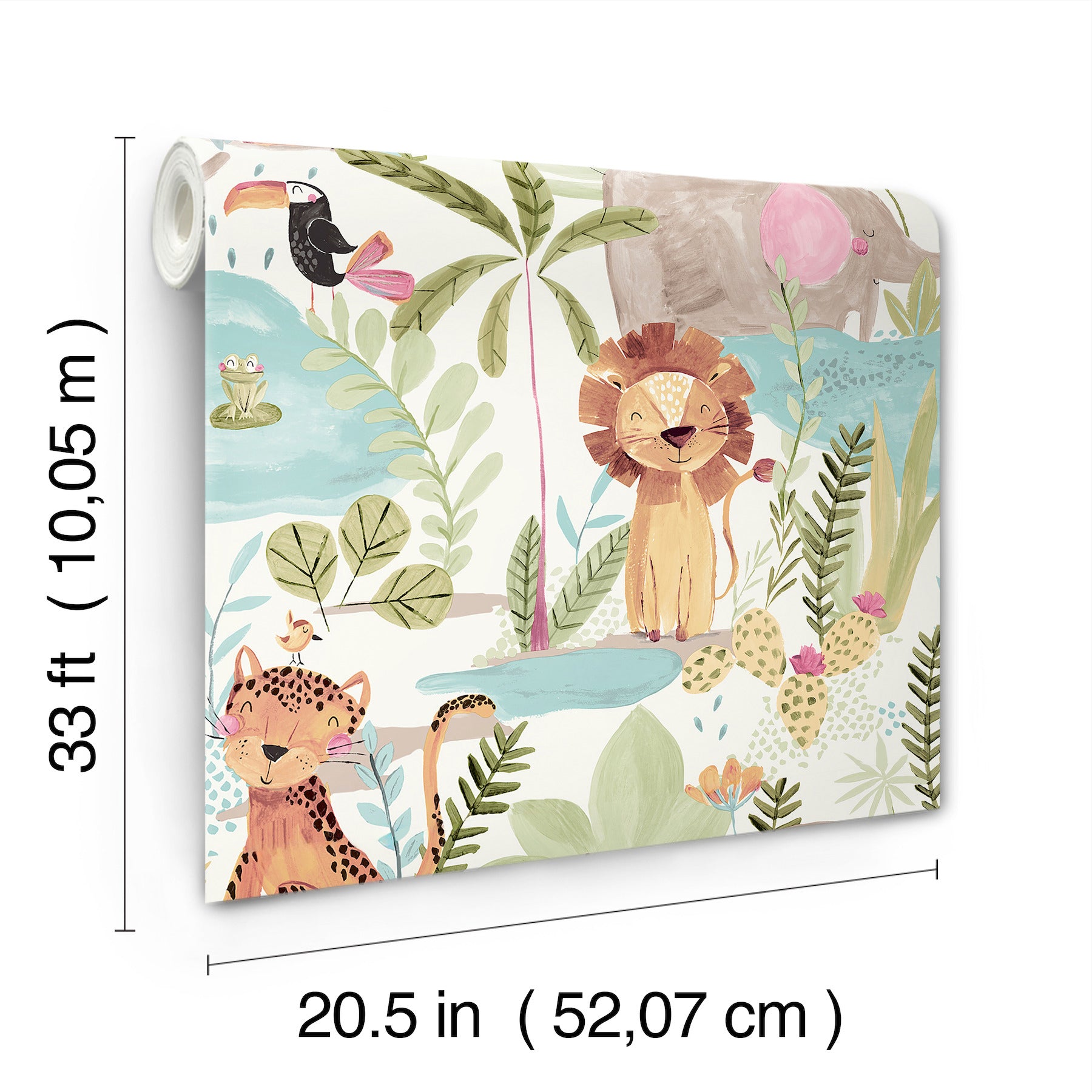 in-the-jungle-multicolor-animal-friends-wallpaper-york-wallcoverings-4203-27558 - York Wallcoverings Papel pintado
