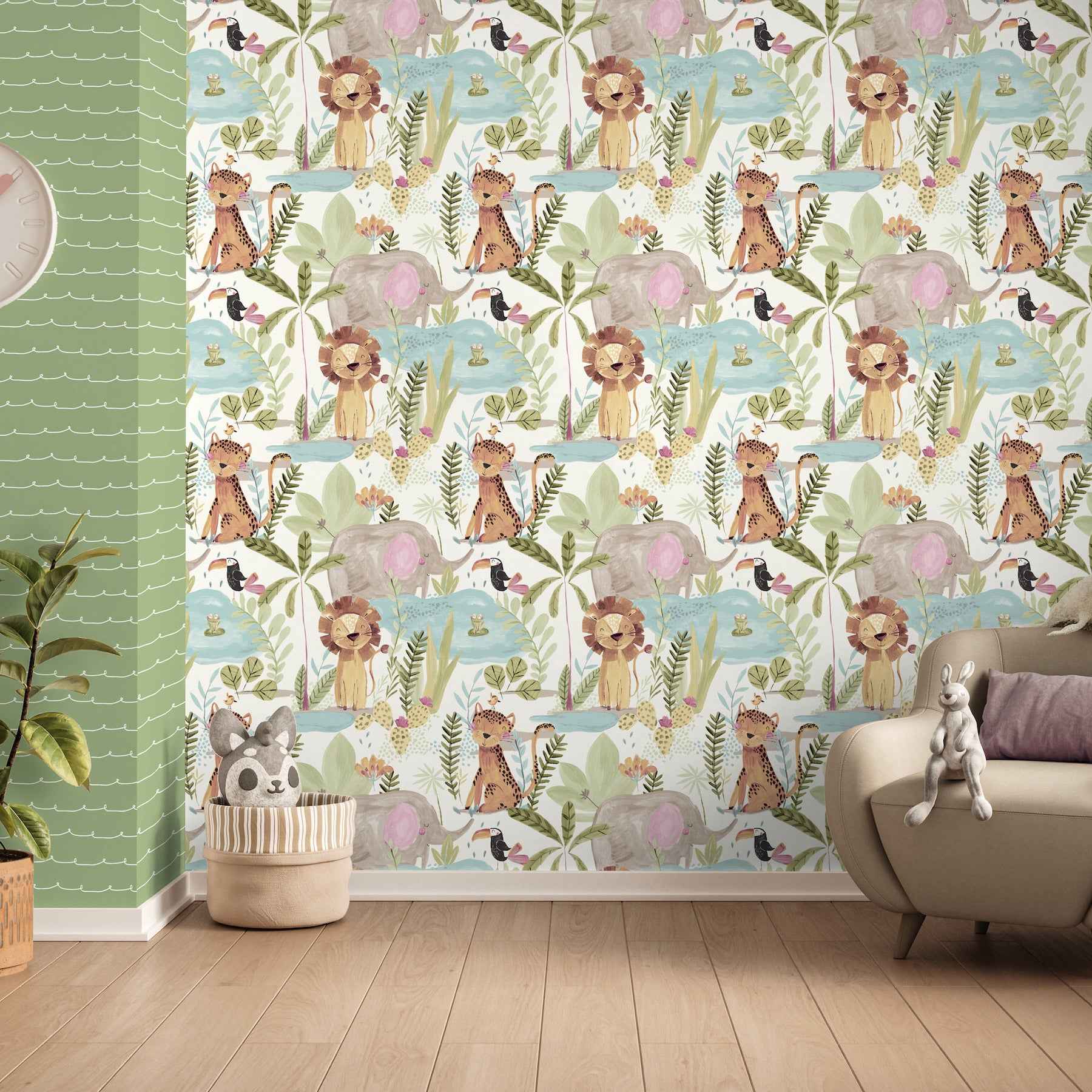 In The Jungle Multicolor Animal Friends Wallpaper - York Wallcoverings - 4203-27558 - York Wallcoverings Wallpaper