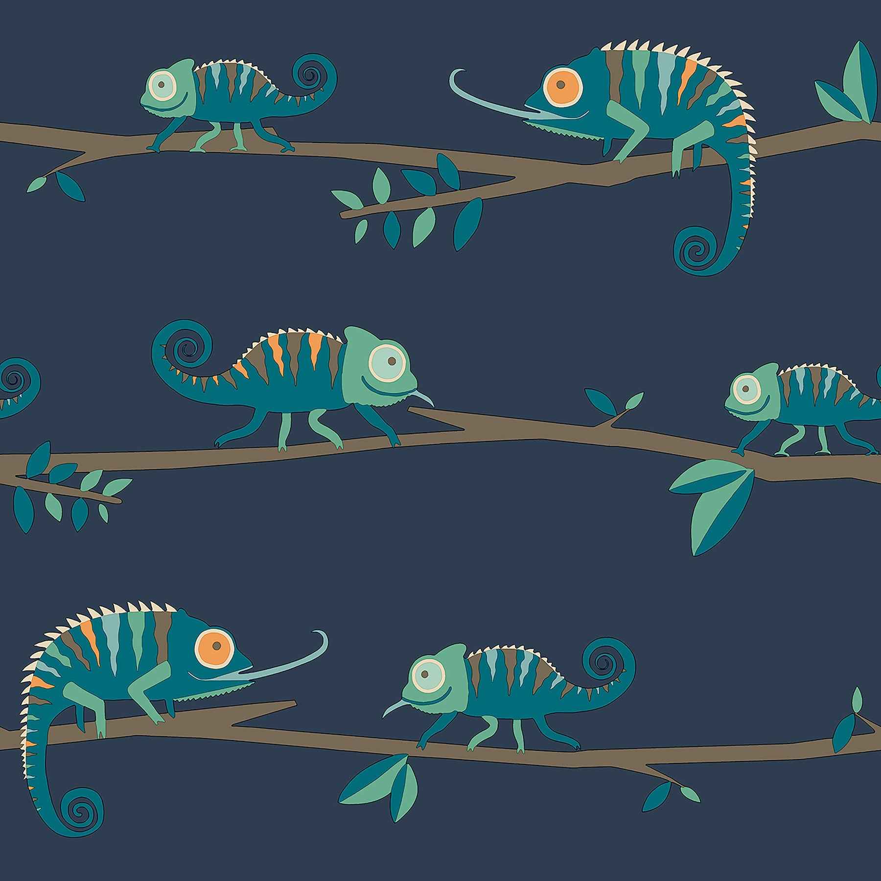 Chameleon Family Navy Canopy Stroll Wallpaper - York Wallcoverings - 4203-27560 - York Wallcoverings Wallpaper
