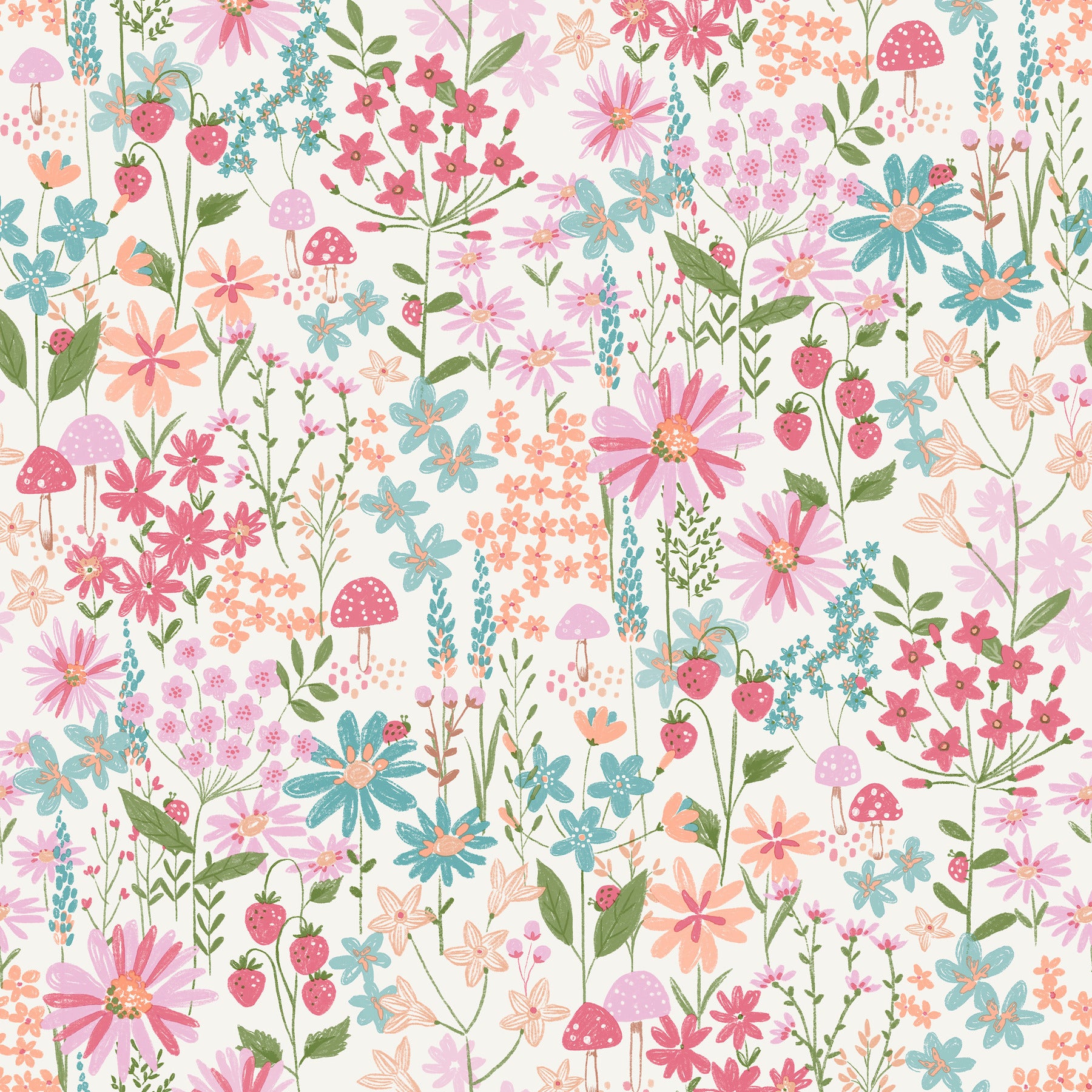 flower-garden-pink-blossoms-wallpaper-york-wallcoverings-4203-27561 - York Wallcoverings Papel pintado