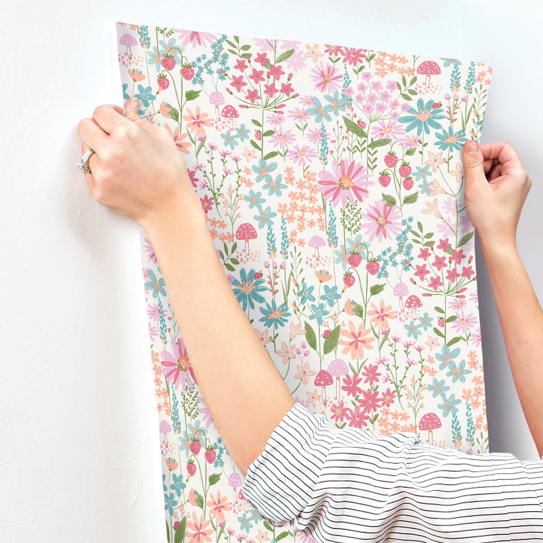 flower-garden-pink-blossoms-wallpaper-york-wallcoverings-4203-27561 - York Wallcoverings Wallpaper