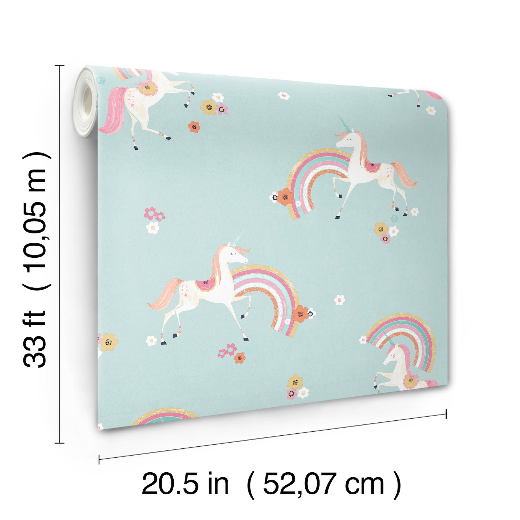 rainbow-unicorn-blue-fantastical-wallpaper-york-wallcoverings-4203-27564 - York Wallcoverings Papel pintado