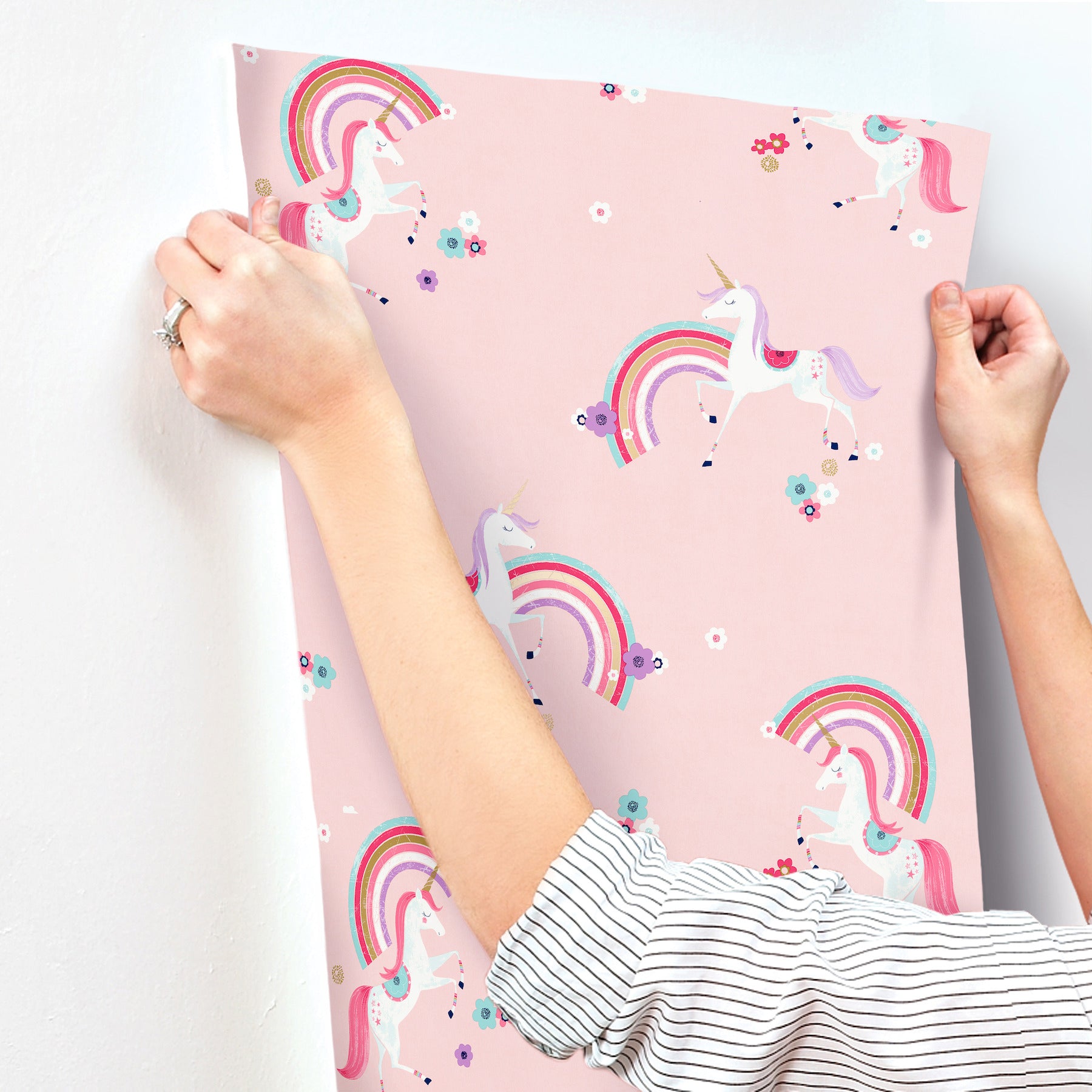 rainbow-unicorn-pink-fantastical-wallpaper-york-wallcoverings-4203-27565 - York Wallcoverings Wallpaper