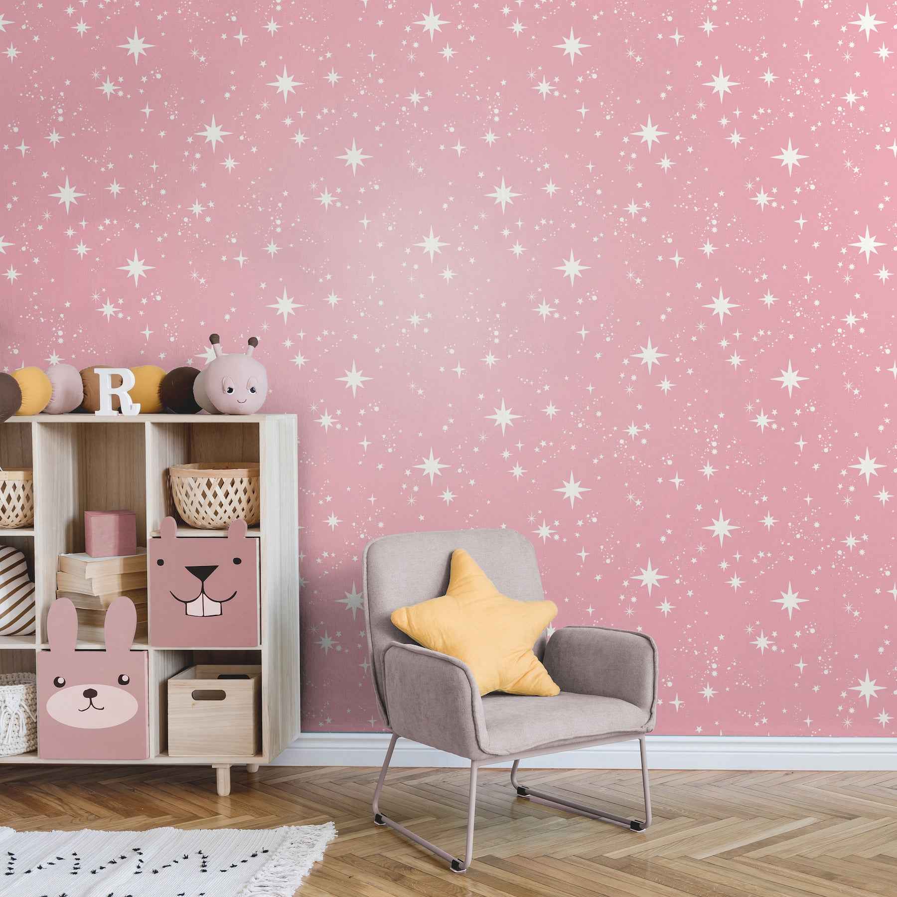 Twinkle Pink Starry Skies Wallpaper - York Wallcoverings - 4203-27566 - York Wallcoverings Wallpaper